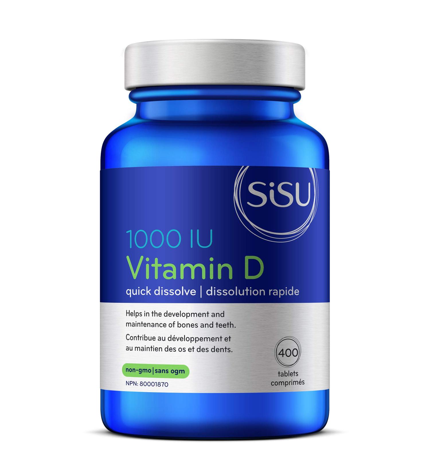 Sisu Vitamin D 1000 IU 400 Tablets - Quick Dissolve Vitamin D3 Tablets - Immune Support and Bone Maintenance - Gluten & Dairy Free - 400 Servings - Buy Online on SooperMarket.com