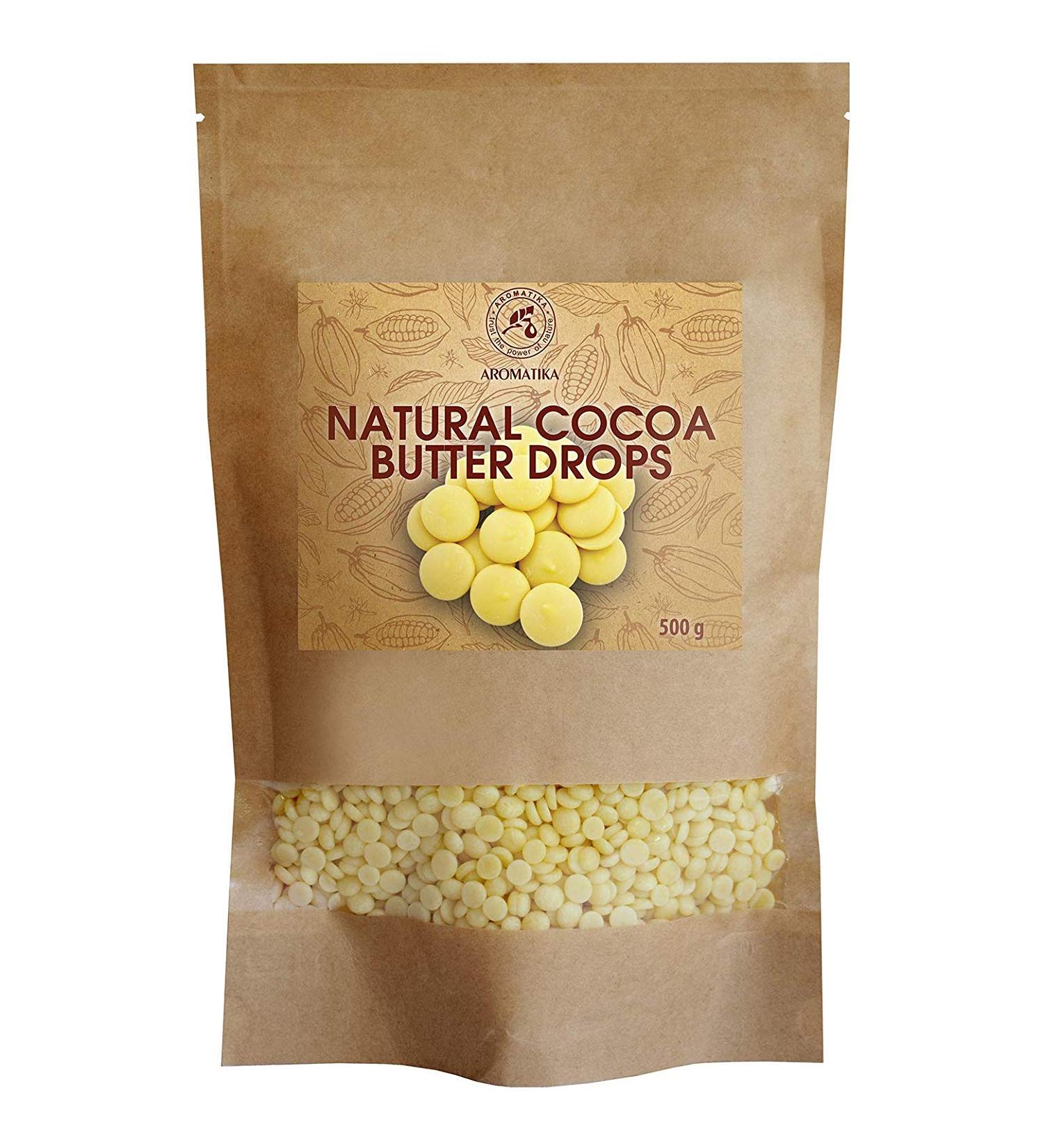 Cocoa Butter Chips 500g - Pure Theobroma Cocoa Butter Drops for Baking & Beauty | Rich in Antioxidants Minerals & Vitamins - Buy Online on SooperMarket.com