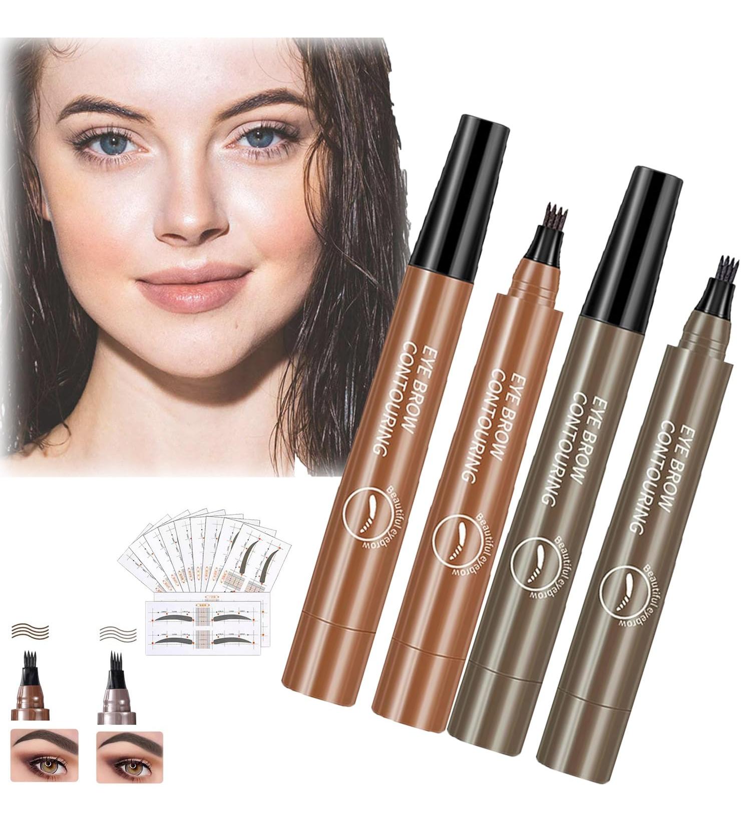 Glowly Secret Eyebrow Pen Glowly Secret Waterproof Natural Eyebrow Pen Glowly Secret 4 Tipped Precise Brow Pen 3D Microblading 4-Tip Eyebrow Pen Eyebrow Contouring Pen (01#+03#) - Buy Online on SooperMarket.com