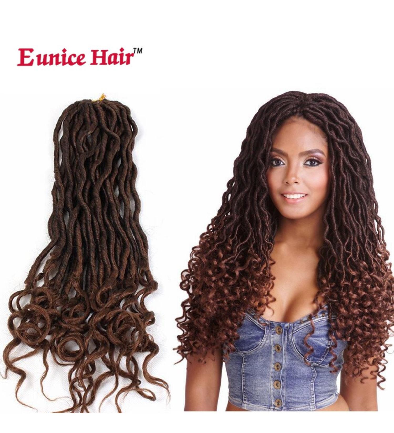 Eunice 20 Wavy Faux Locs - Synthetic Crochet Braids Curly Dreadlocks (3 Packs 1B/30) | Shop Internationally! - Buy Online on SooperMarket.com