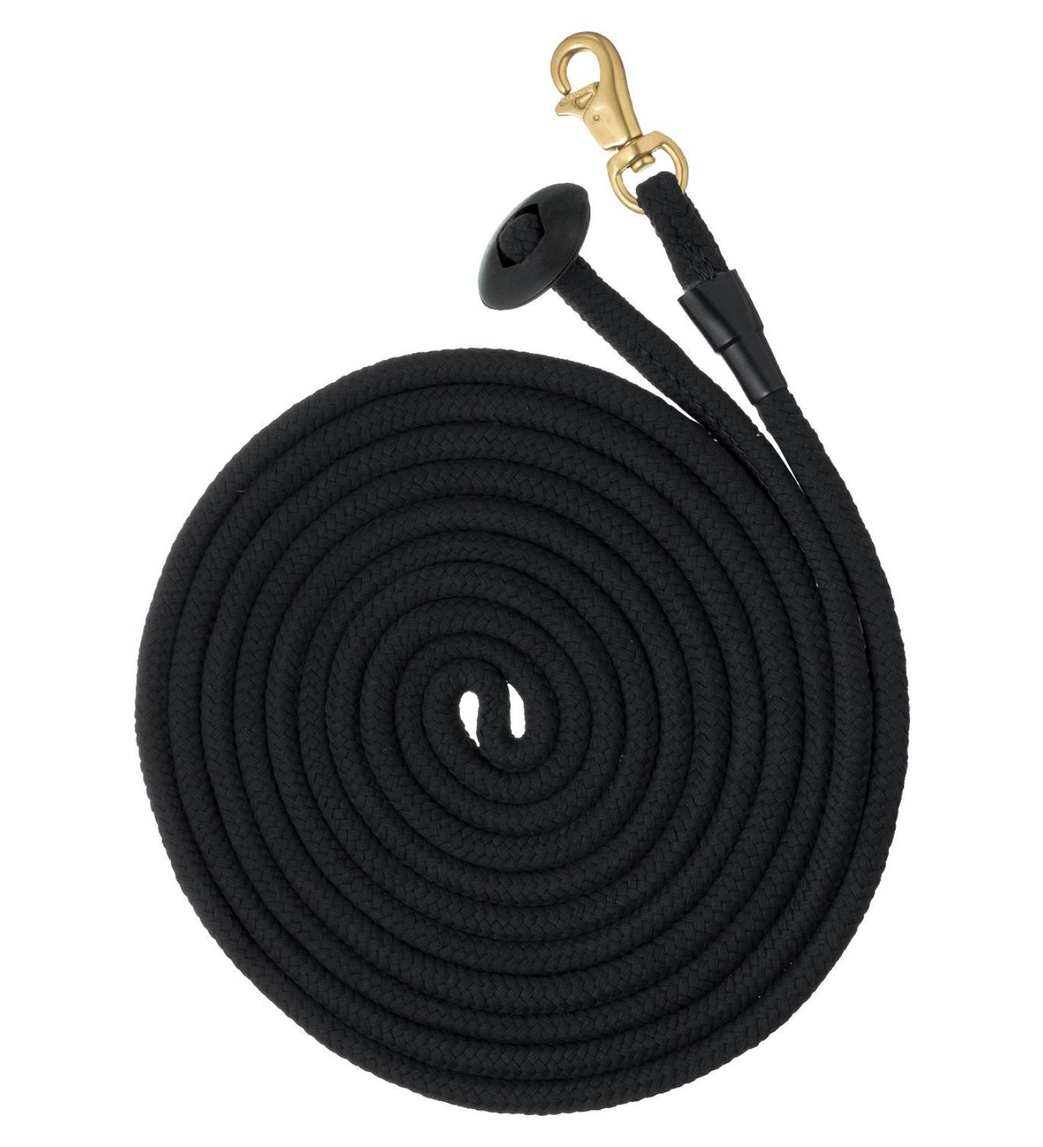 Tough 1 Rolled Cotton Lunge Line with Solid Brass Snap Black