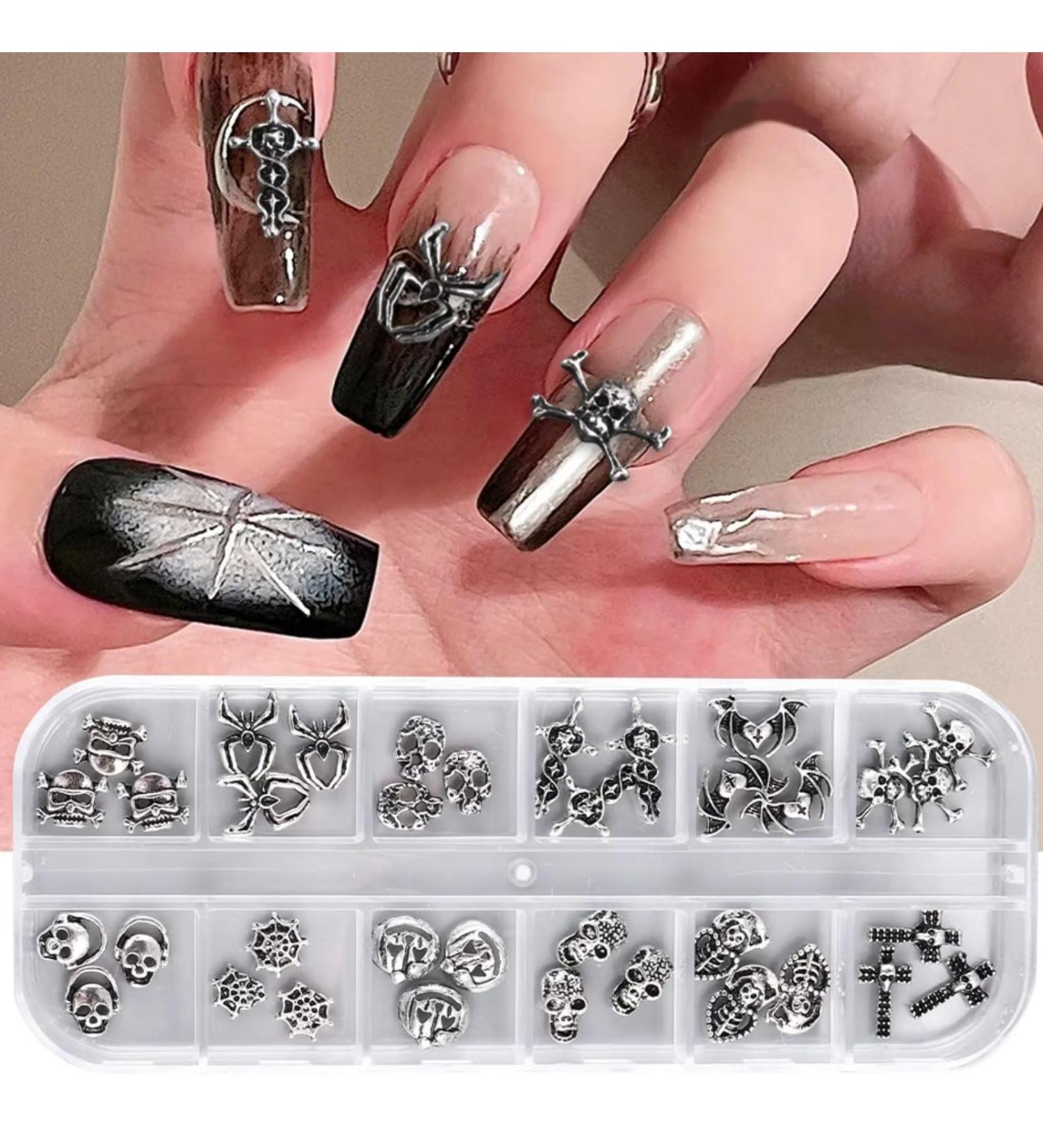 RUNRAYAY 36Pcs Halloween Nail Art Charms Nail Charms 3D Cross Nail Art Supplies skull Shape Design Nail Gems Shiny Nail Jewelry Acrylic Nail Accessories for Women Nail Decorations with a Box - Buy Online on SooperMarket.com