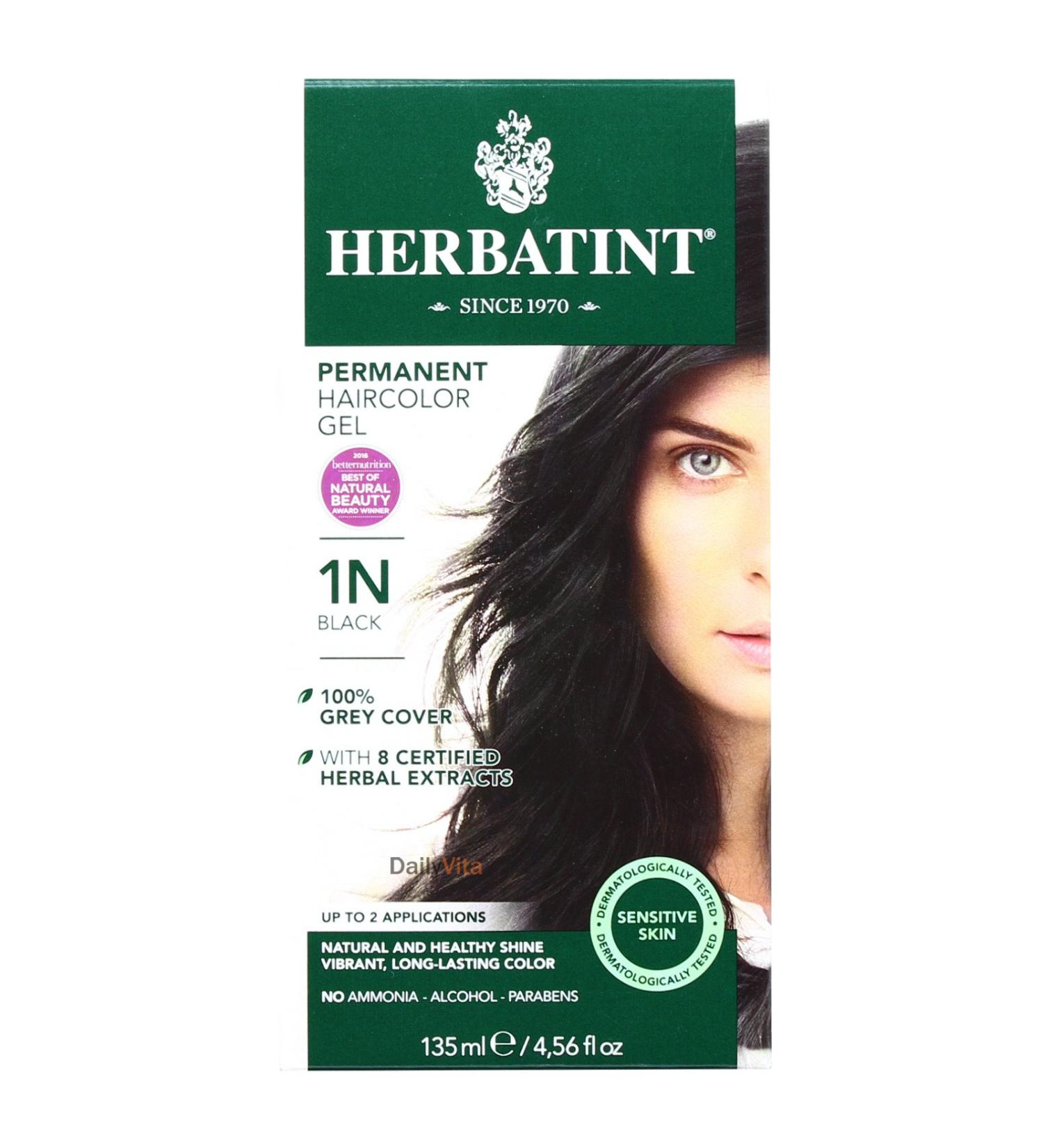 Herbatint 1N Black Permanent Hair Color Gel - 4.56 fl oz | Natural & Gentle Formula - Buy Online on SooperMarket.com