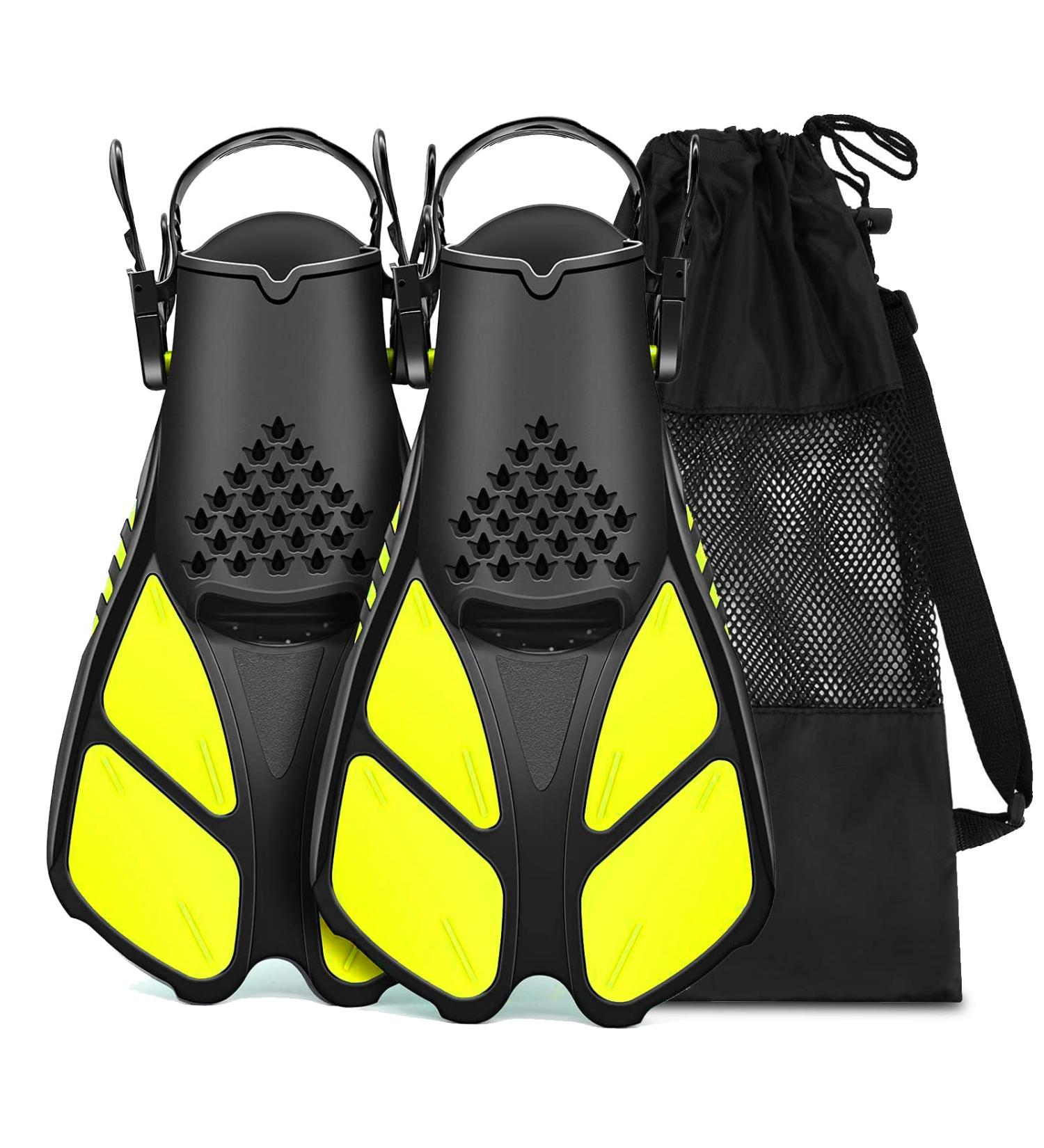 Adjustable Open Snorkeling Swim Fins - Light, Durable for Kids and Adults - Extra Small Yellow - Buy Online on SooperMarket.com