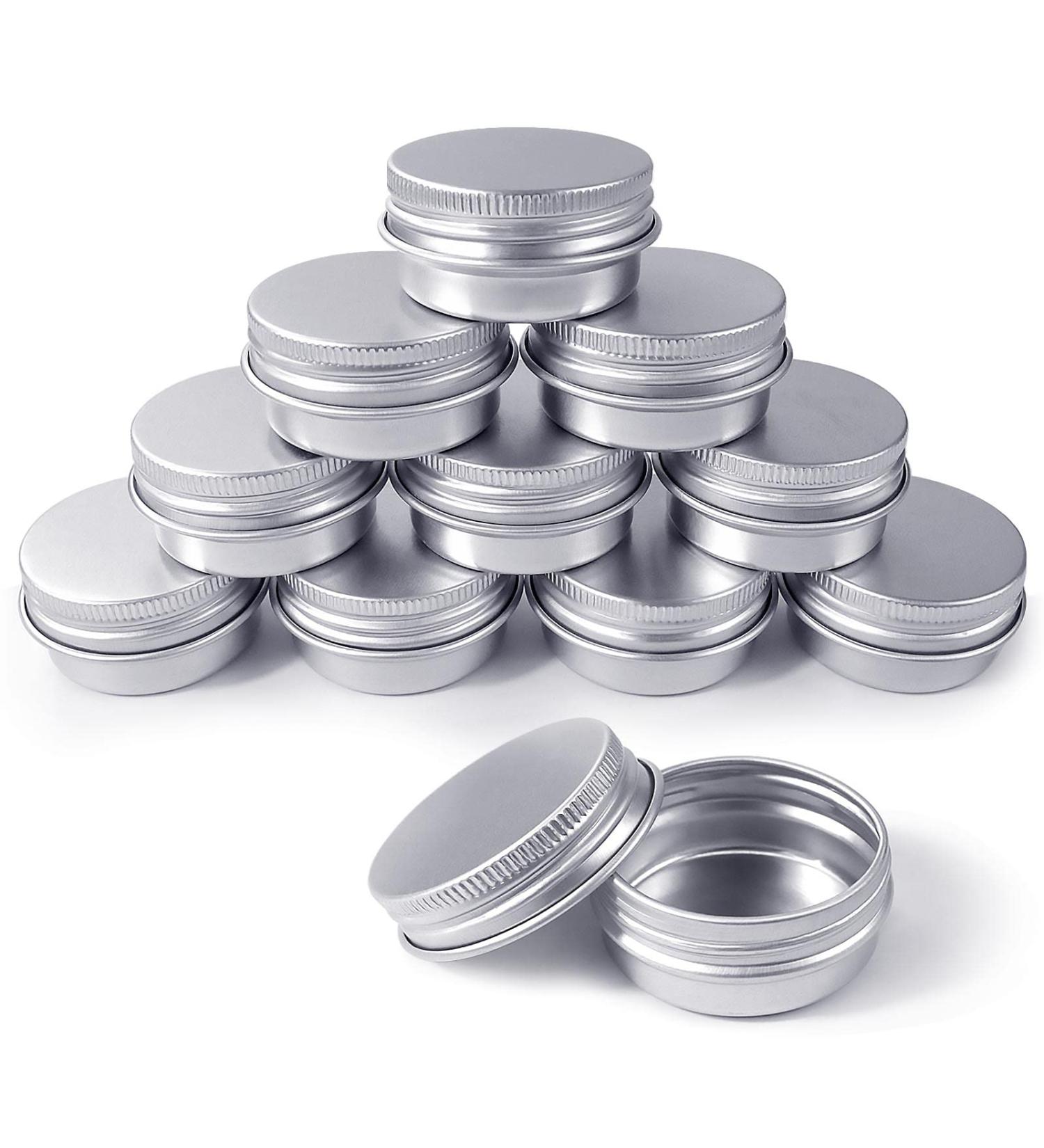 Redamancy 10 Pcs Aluminium Tins Jars Aluminium Empty Containers 15 ml Aluminium Tin Jars with Screw Lids Empty Cosmetics Container Pots for Lip Balm Cream Candles Cosmetics (Silver) - Buy Online on SooperMarket.com