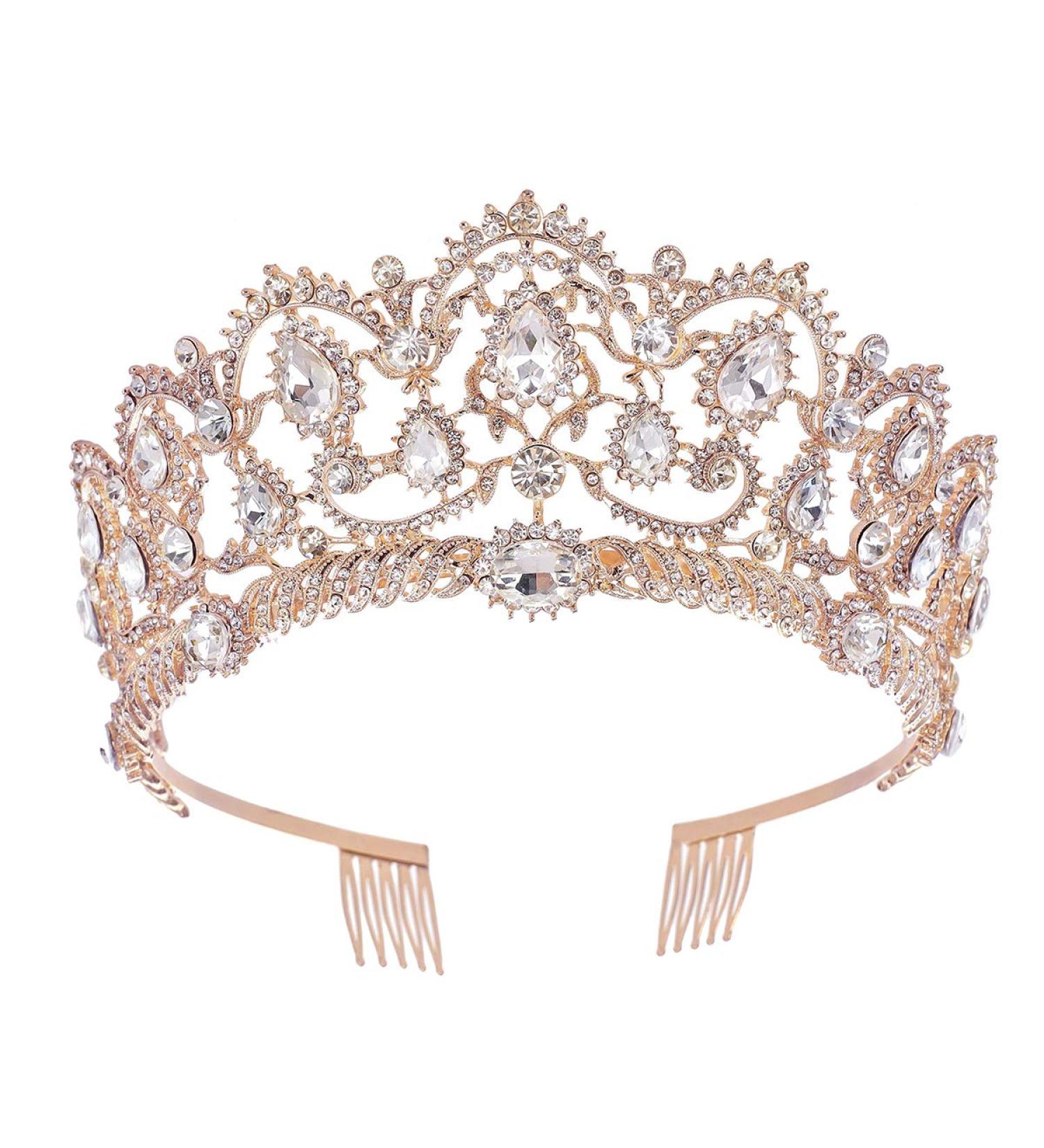 SNOWH Rhinestone Wedding Tiara - Rose Gold Princess Crown for Women and Girls - Buy Online on SooperMarket.com