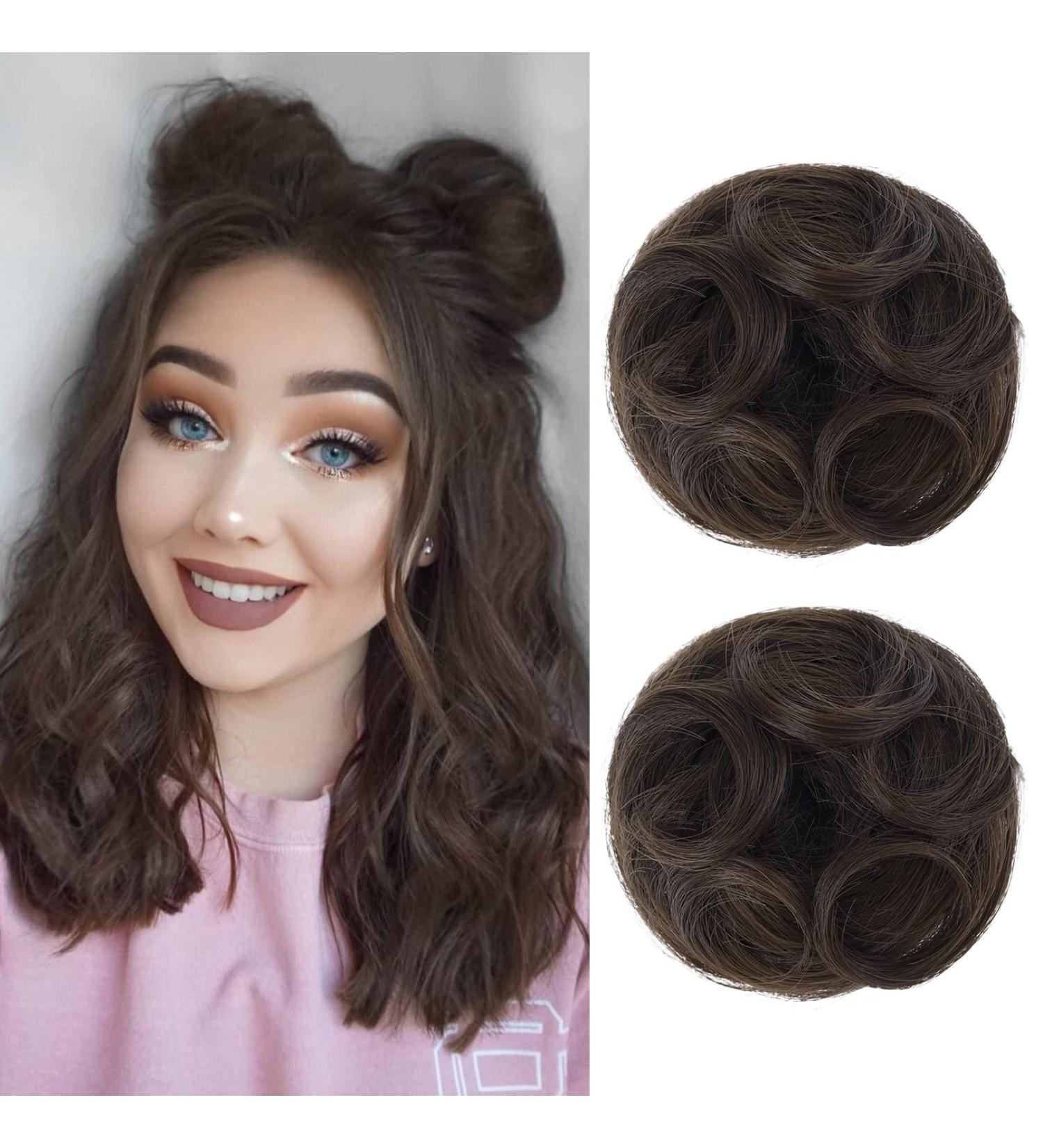 REECHO 2 PCS Mini Claw Clip in Messy & Cat Ears Hair Bun Extensions Wig Accessory Updo Hairpieces for Women Girls (Pack of 2-3.5" Wavy Deep Brown) Pack of 2 - 3.5" Wavy Deep Brown - Buy Online on SooperMarket.com