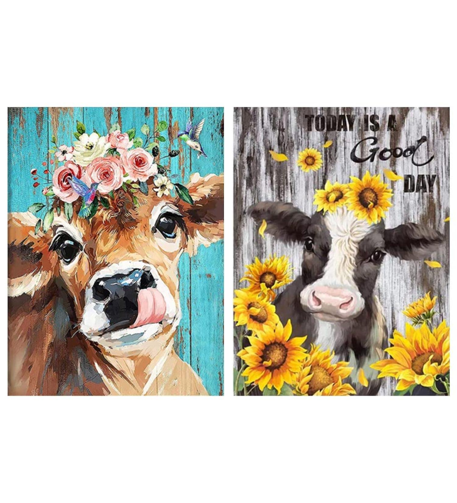 2 Pack Cow Diamond Painting Kits - DIY 5D Full Drill Art with Round Diamonds for Adults & Kids - Home Wall Decor Gift - 12x16inch - Buy Online on SooperMarket.com