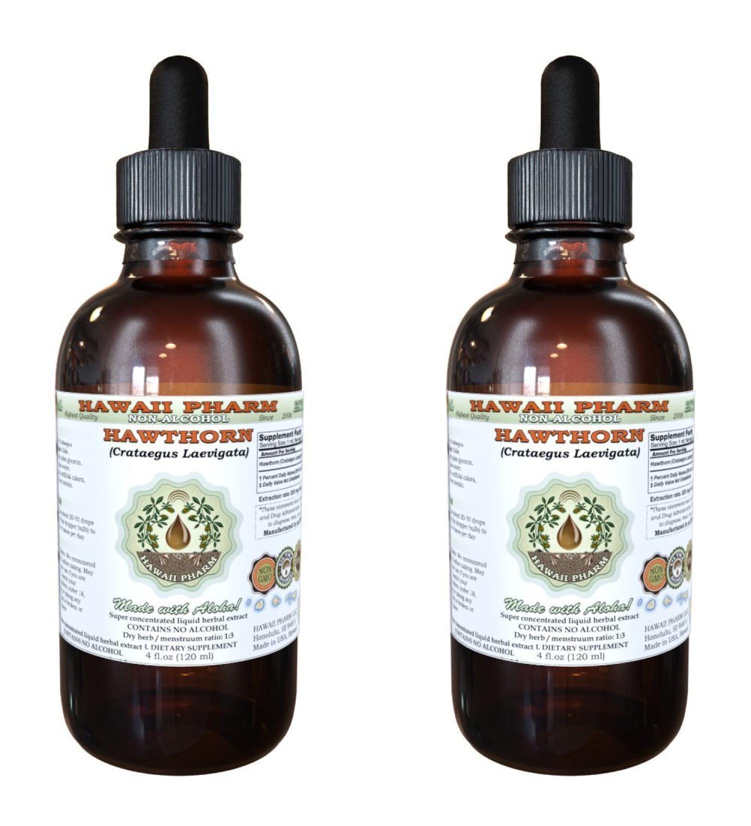 Organic Hawthorn Alcohol-Free Liquid Extract - 2x4 oz (2x4 Ounce) - Glycerite from Dried Berries - Buy Online on SooperMarket.com