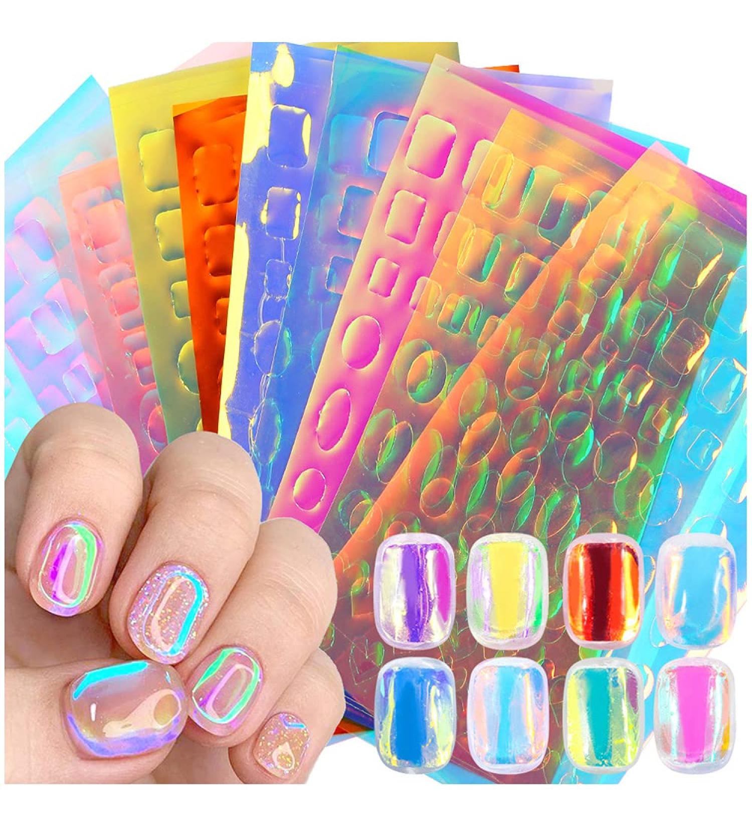 Dornail Aurora Nail Foil 11 Sheets - Holographic Broken Glass Paper Stickers for DIY Nail Art Decoration - Women and Girls - Buy Online on SooperMarket.com