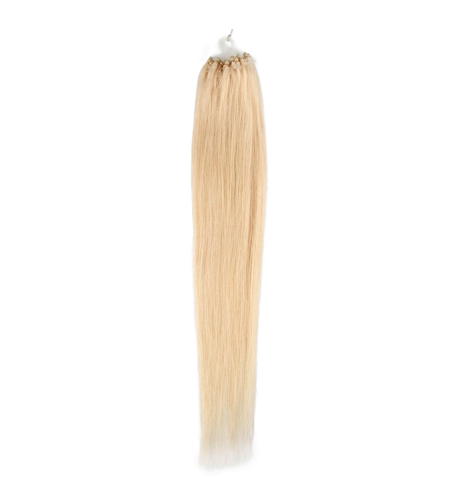 Loop Micro Ring Remy Human Hair Extension Straight Color Bleach Blonde #613 18 inch 50 Strands 0.5g/strand - Buy Online on SooperMarket.com