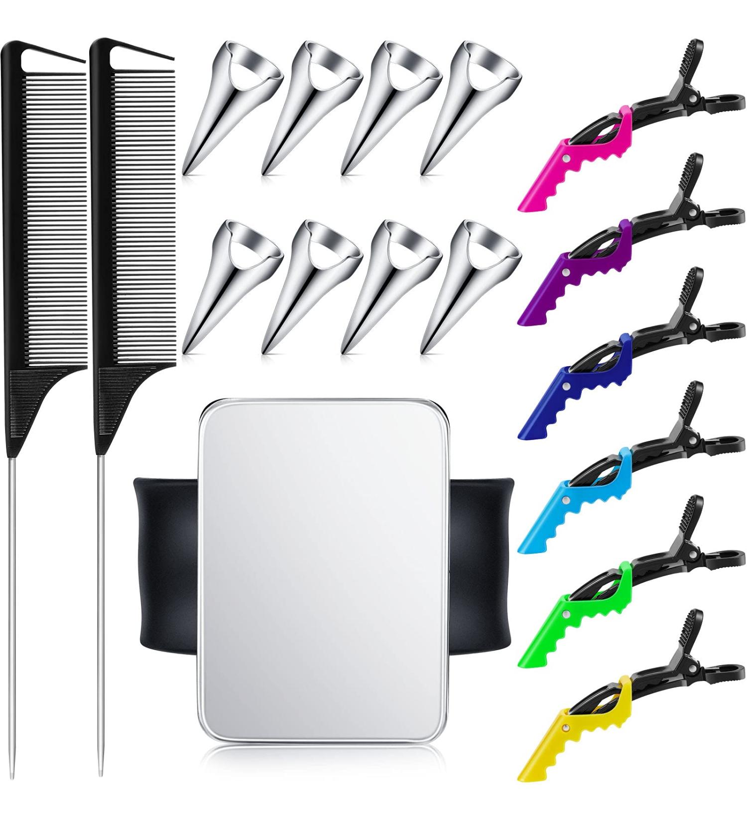 8 Pieces Hair Parting Ring, Styling Clips, Rat Tail Braiding Combs, Magnetic Pin Holder Wristband - Black - Buy Online on SooperMarket.com