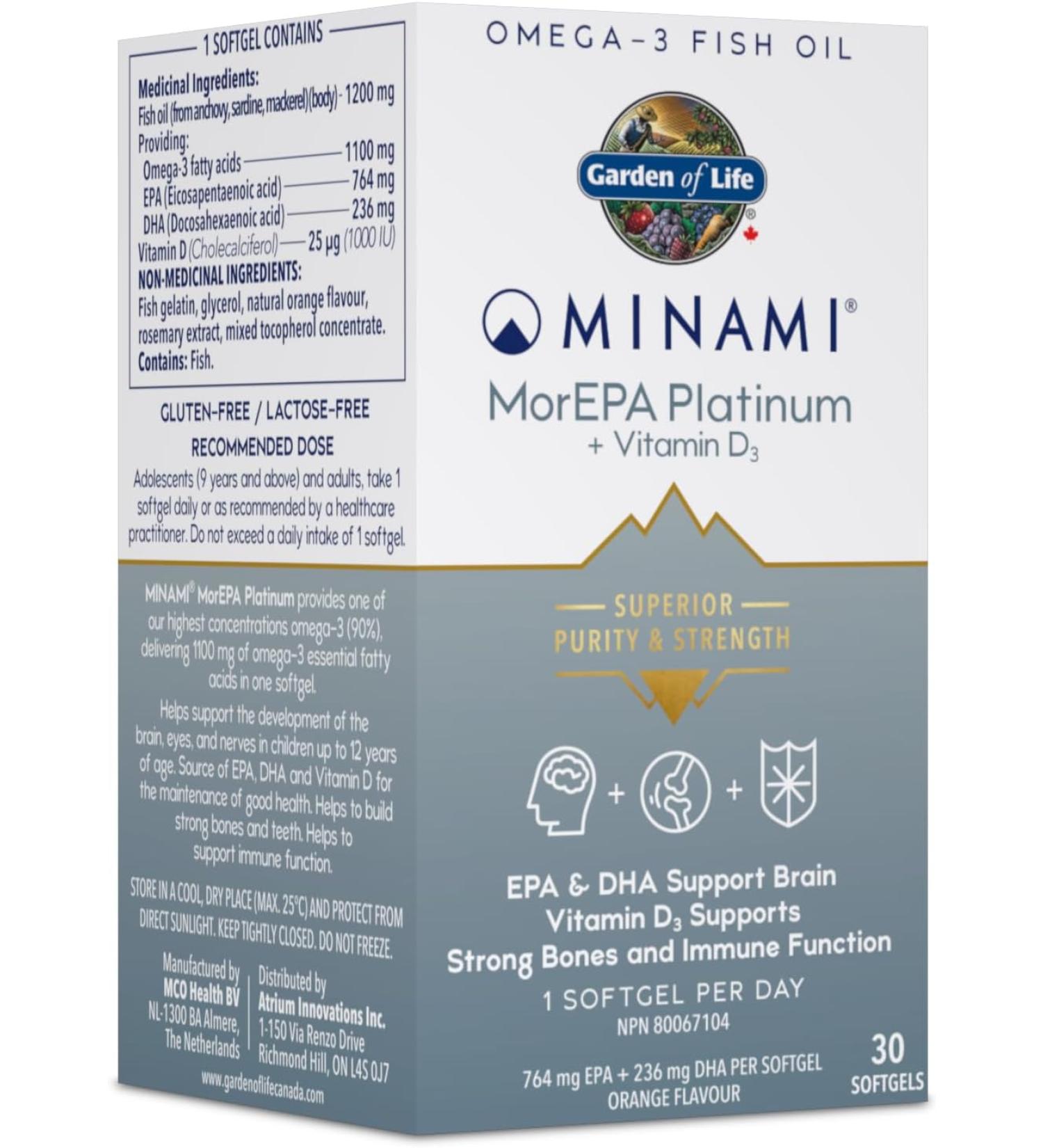Minami MorEpa Platinum Helps support cognitive health and brain function Omega-3 1100mg & vitamin D3 30 Softgel - Buy Online on SooperMarket.com