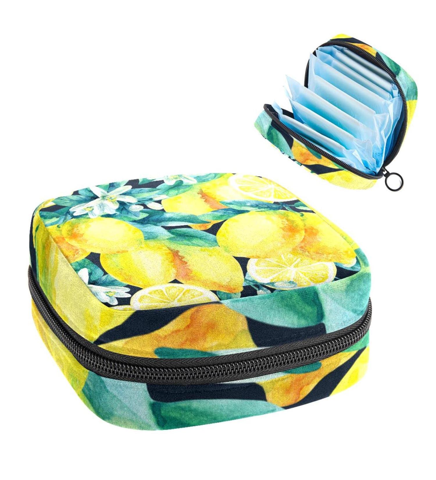 Lemon Tropical Sanitary Napkin Storage Bag | Menstrual Cup Pouch | Nursing Pad Holder | Portable Period Bag for Women & Teen Girls | Multi-colored - Buy Online on SooperMarket.com
