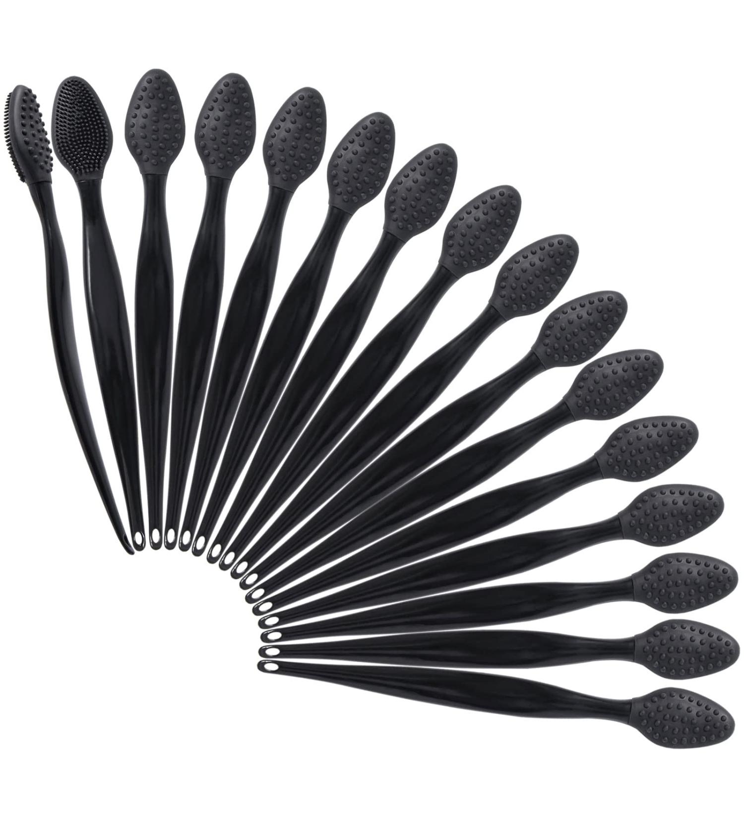 16 Pcs Black Silicone Lip Exfoliator Brushes - Double-Sided Lip Scrub Tool for Skincare | Raploy Soft Silicone Exfoliator for Smoother Lips - Buy Online on SooperMarket.com
