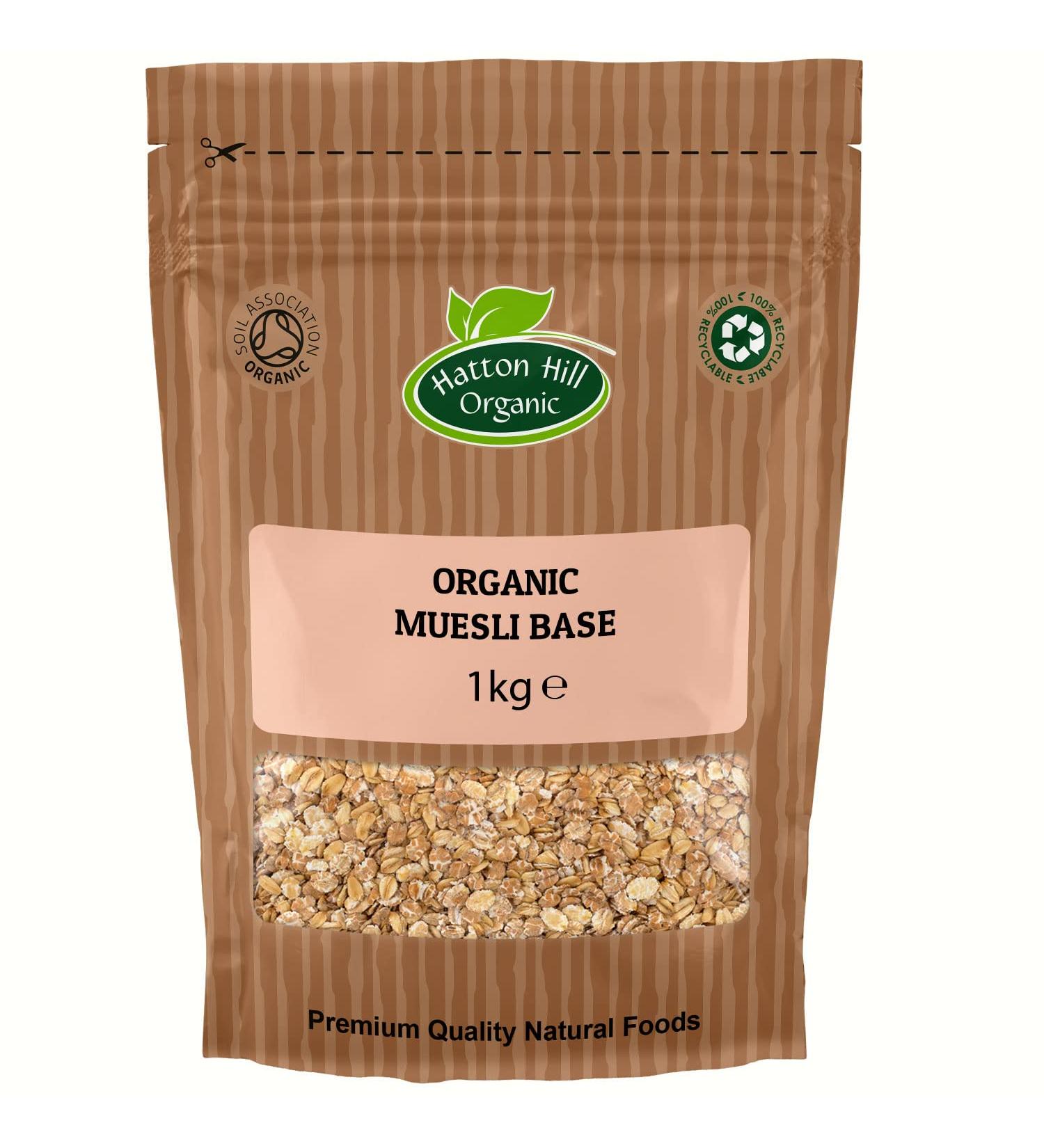Organic Muesli Base (Oatflakes Barley Flakes Wheat Flakes) 1kg by Hatton Hill Organic - Free UK Delivery - Buy Online on SooperMarket.com