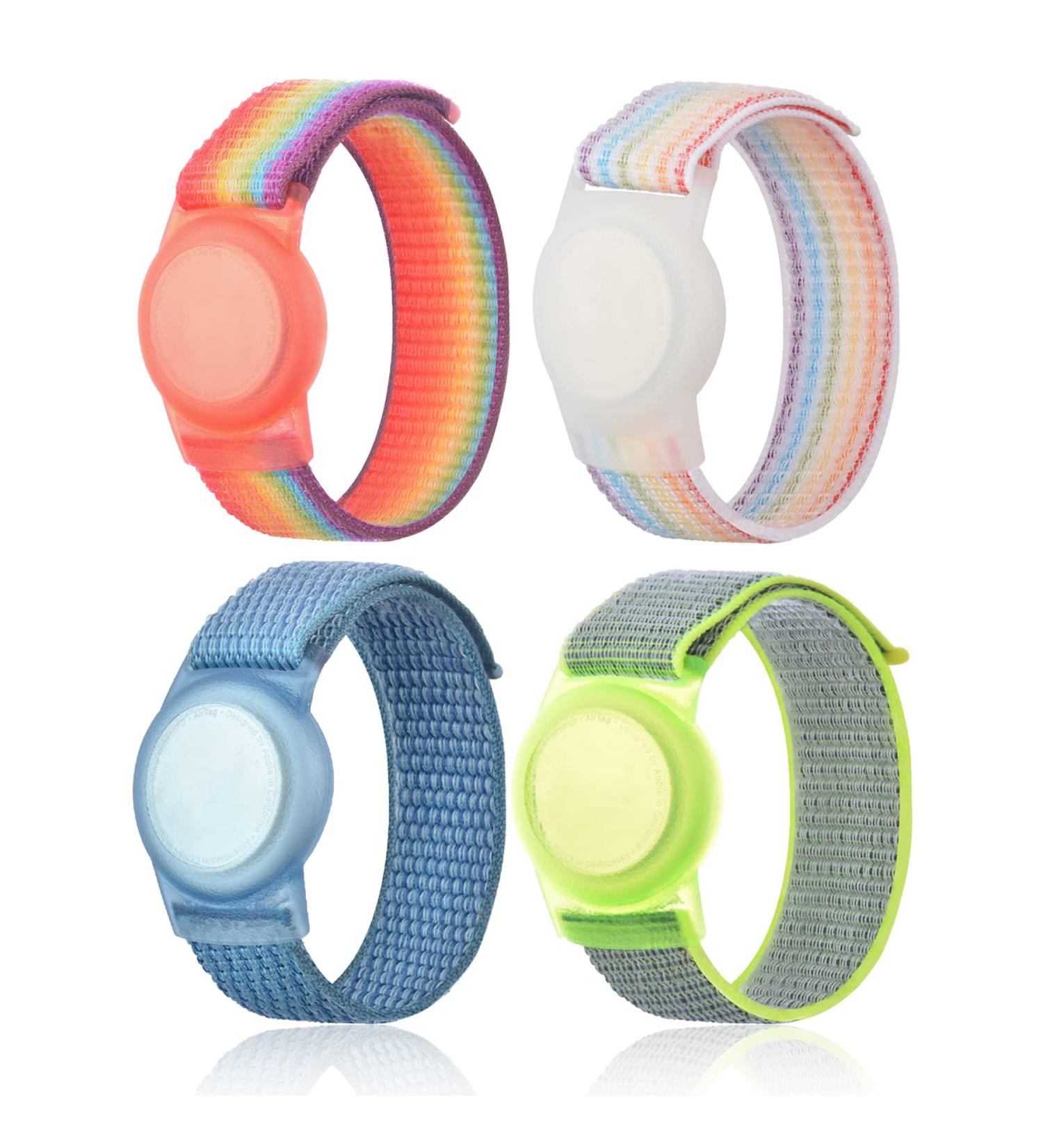4 Pack Wristband for Airtag Kids  GPS Bracelet for Kids Compatible with Apple Air Tag  Nylon Watch Band Tracker Case Strap Holder Accessories for Toddler Child Adult  Adjustable Anti-Lost Nilong-Rainbowlanlv - Buy Online on SooperMarket.com