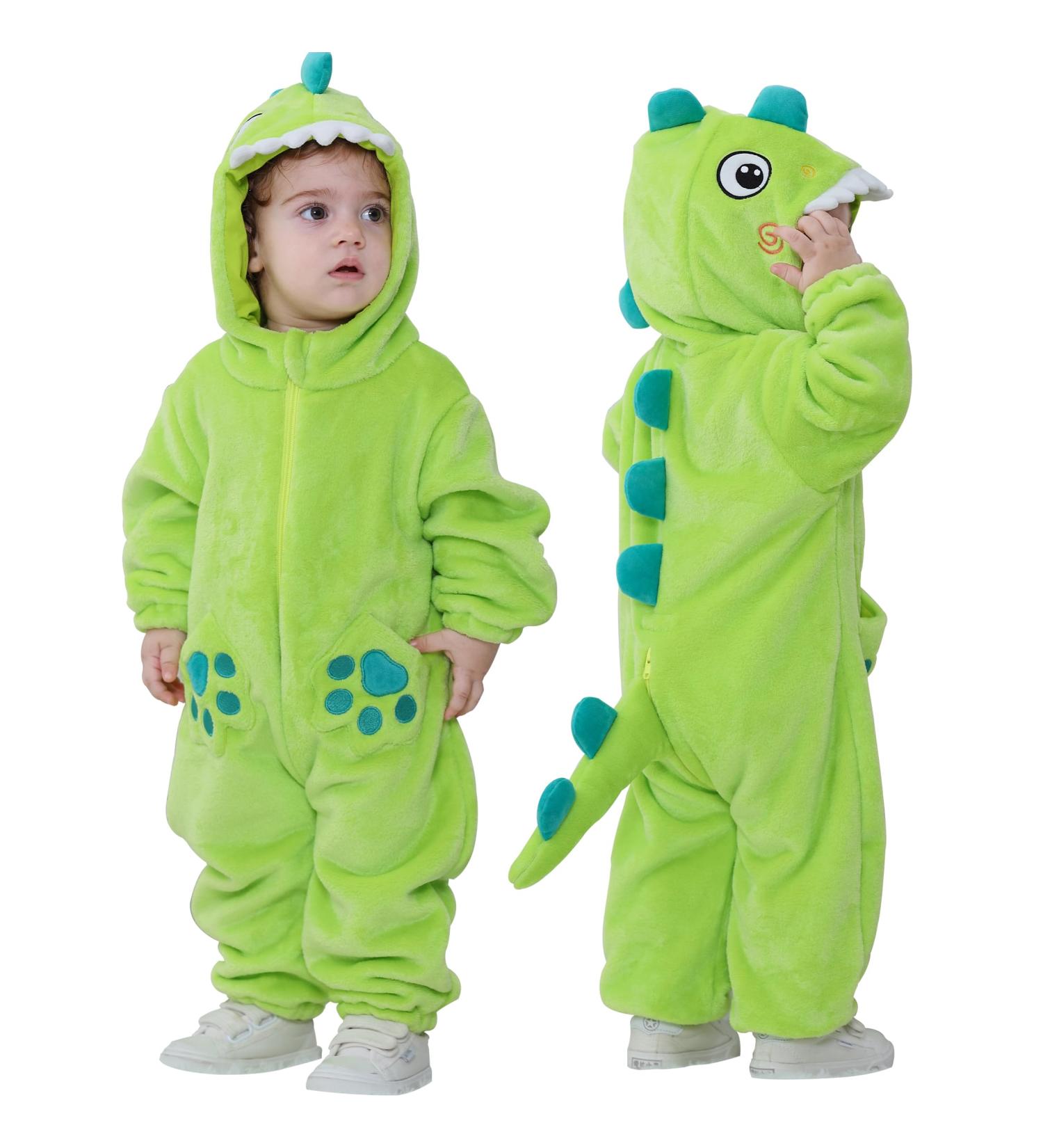 Doladola Unisex Baby Toddler Romper Jumpsuit Hooded Cartoon Sleepsuit | 2-3 Years | Emerald Green Shark - Buy Online on SooperMarket.com