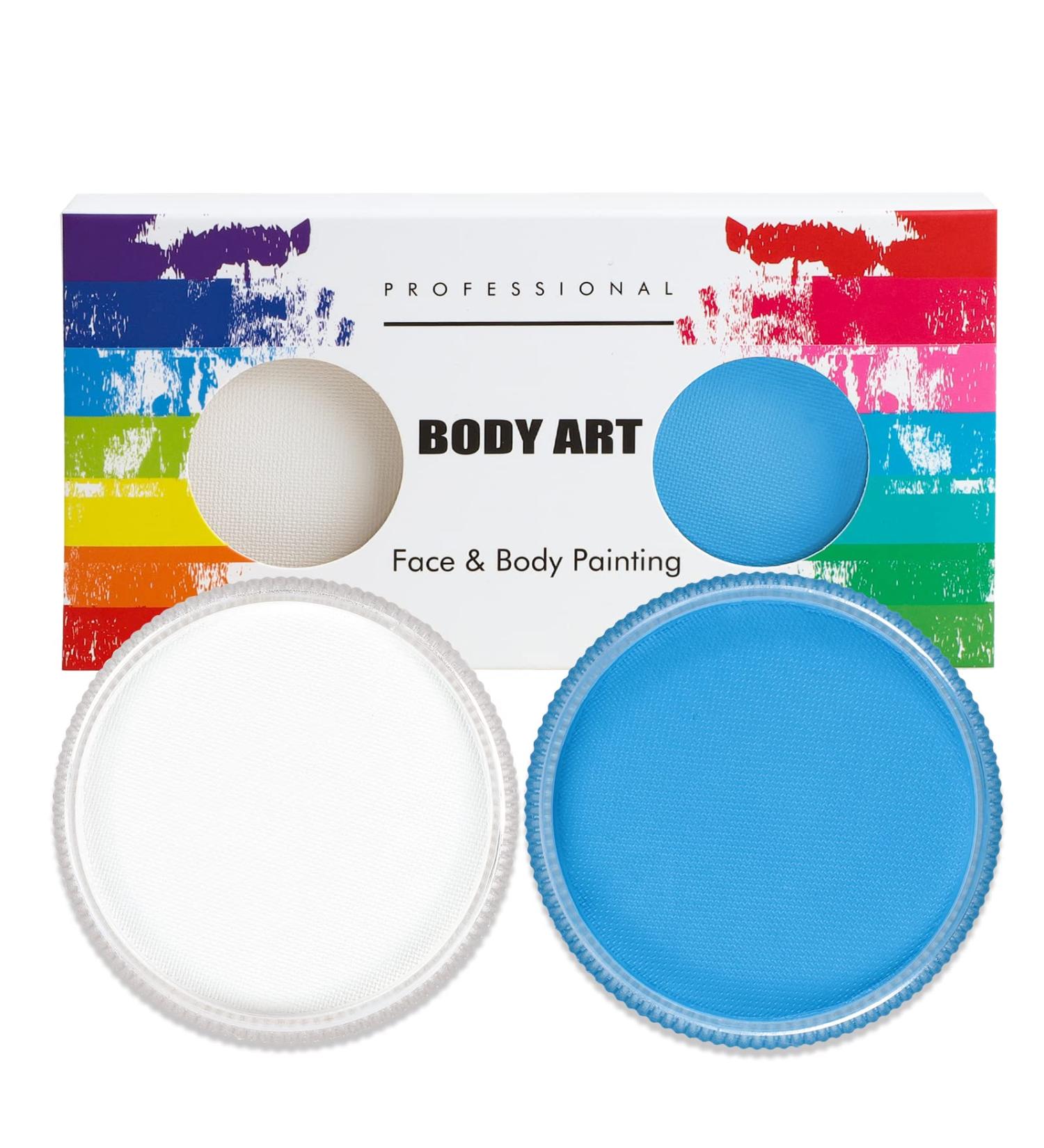 Professional Mardi Gras Makeup Set - Water Current 30g x 2 Colors | Ideal for Halloween & Carnival Parties | White & Blue - Buy Online on SooperMarket.com