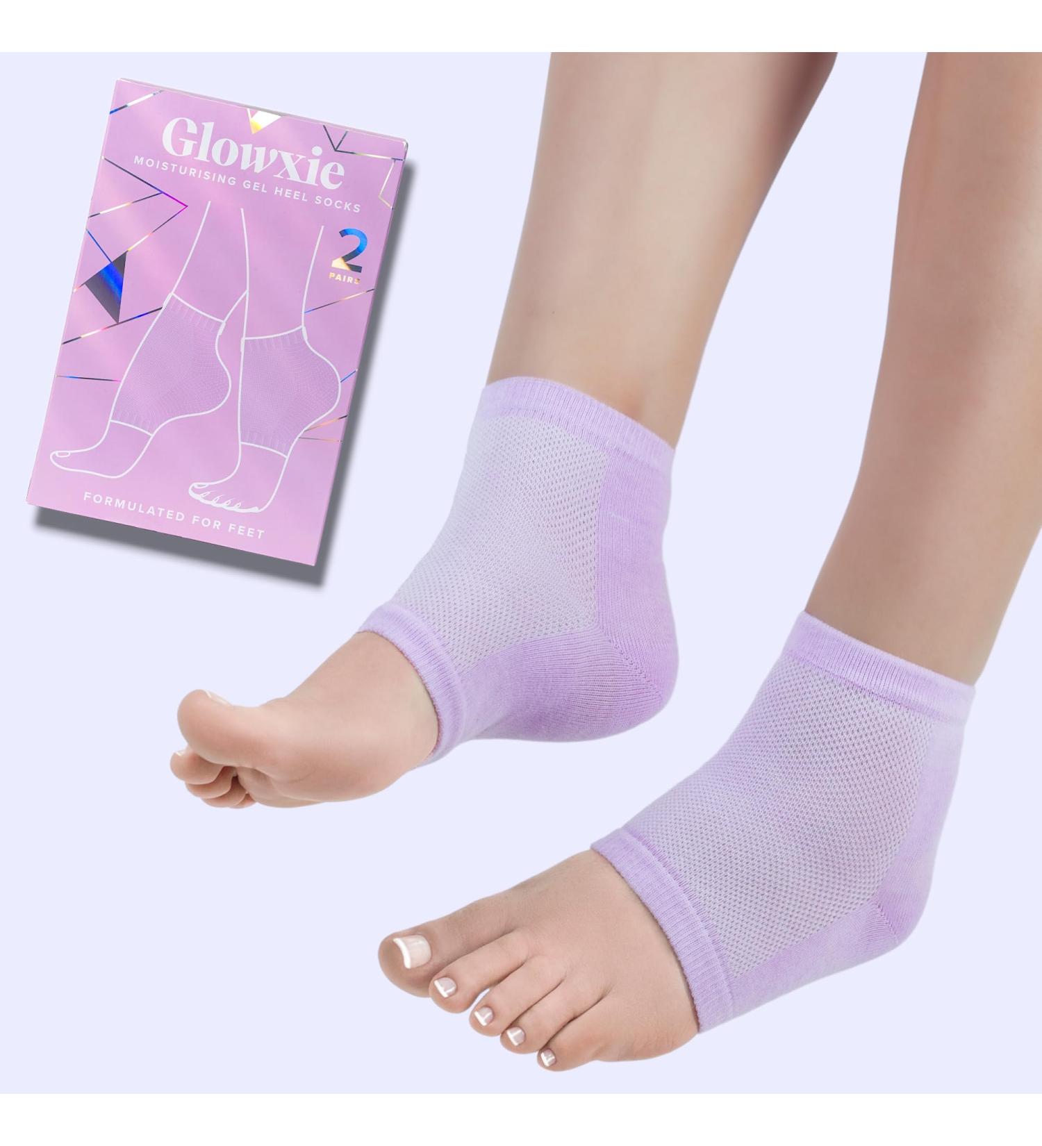 Glowxie Moisturizing Gel Heel Socks - 2 Pairs | Deep Hydration for Cracked Heels with Essential Oils and Vitamins | Open Toe Design - Buy Online on SooperMarket.com