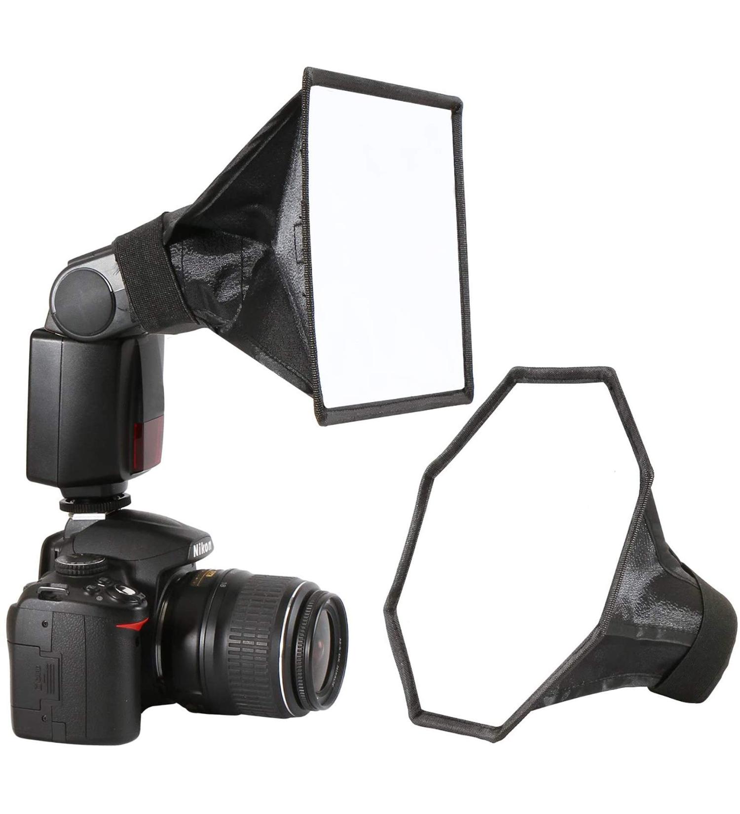 Flash Diffuser Light Softbox 2 Pack - 8 Octagon + 8x6 Speedlight Softbox Set for Canon, Nikon, Yongnuo - Collapsible with Storage Pouch - Buy Online on SooperMarket.com