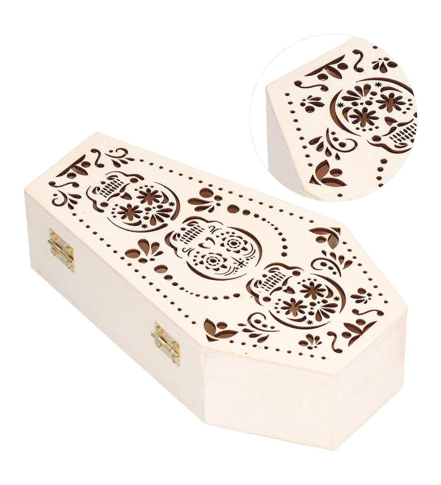Decorative Wooden Coffin Pet Burial Coffin Small Unique 2Pcs Creative for Halloween Party Decor for Hamsters for Small Pets for Coffin Box (Skull) - Buy Online on SooperMarket.com