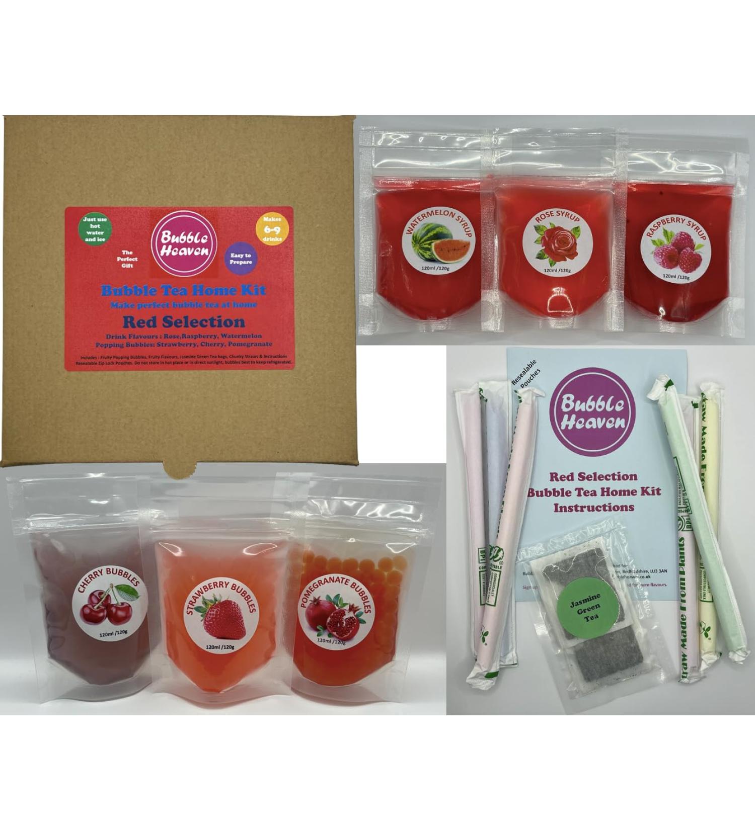 Fruity Red Selection Boba Bubble Tea Make at Home Kit 6-9 Extra Large Drinks - Buy Online on SooperMarket.com
