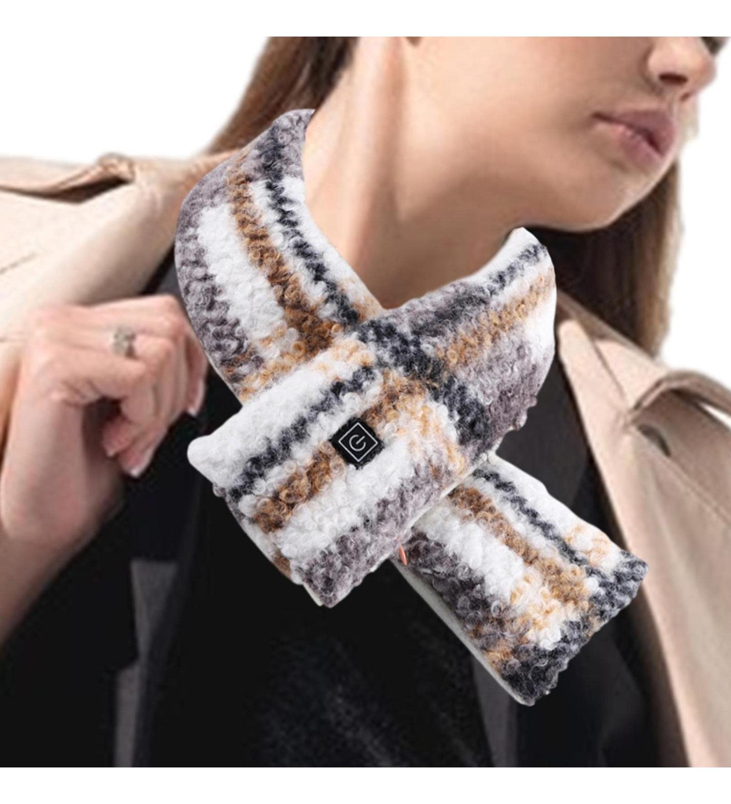 Vesone Neck Heating Pillow | Heated Scarf with 3 Temperature Settings | Versatile Neck Warmer for Men Women & Girls | Cream White Striped - Buy Online on SooperMarket.com