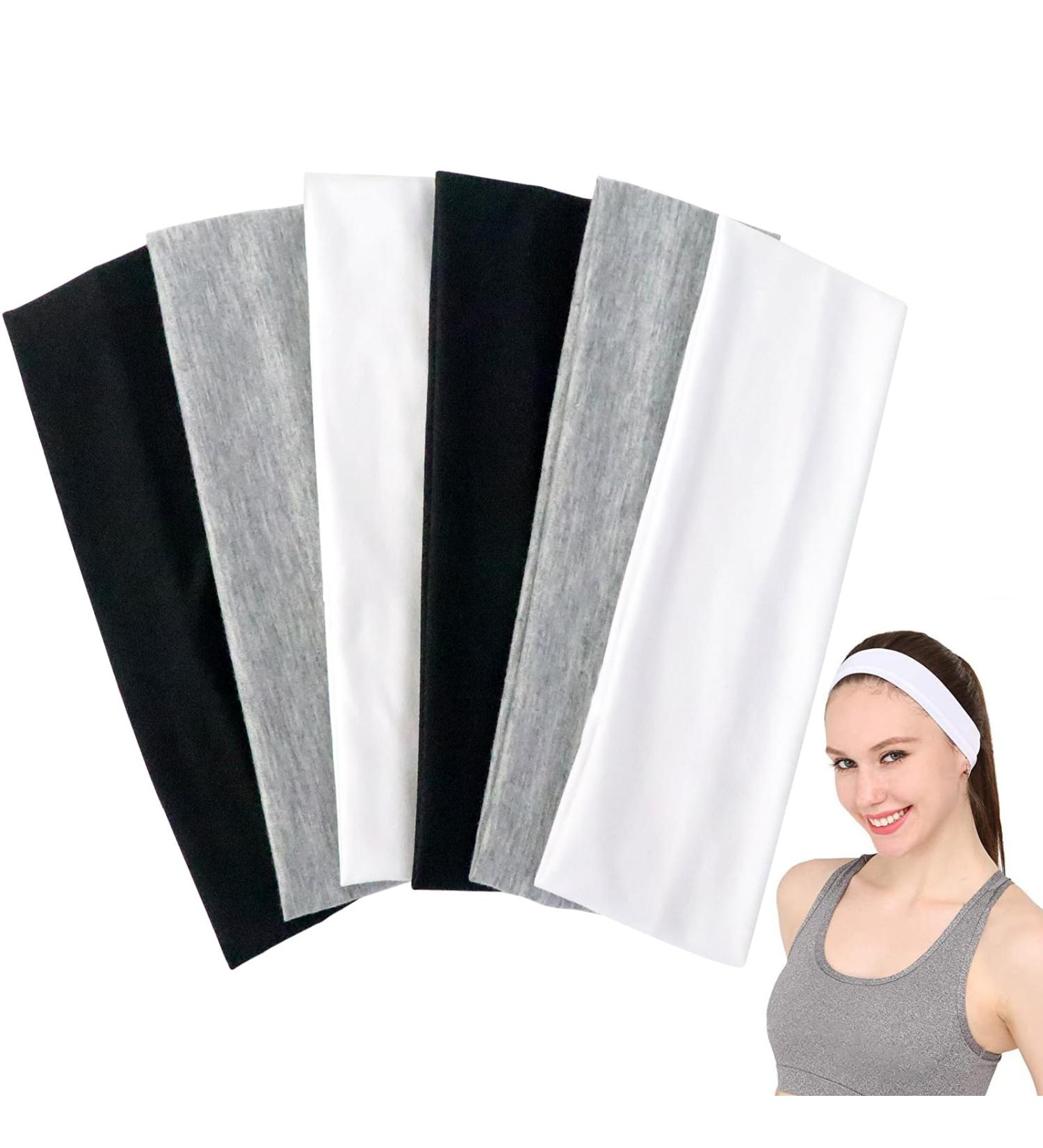 Sularpek 6 Pack Yoga Head Bands | Elastic Hair Bands for Women | Soft & Stylish Black & White Headbands for Yoga & Fitness - Buy Online on SooperMarket.com