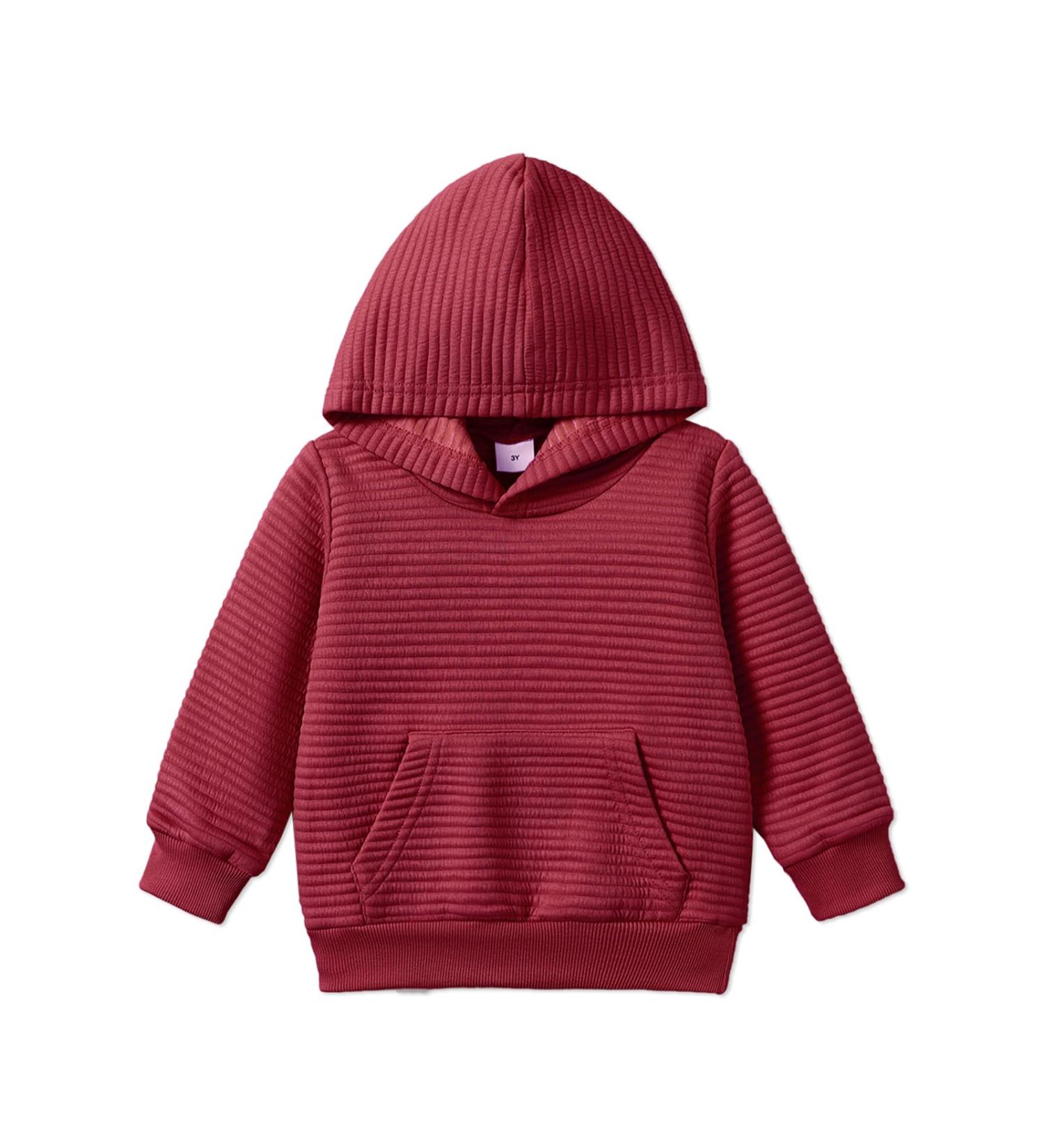 PatPat Toddler Hoodie | Solid Textured Hooded Sweatshirt for Boys & Girls | 4-5 Years | Burgundy - Buy Online on SooperMarket.com