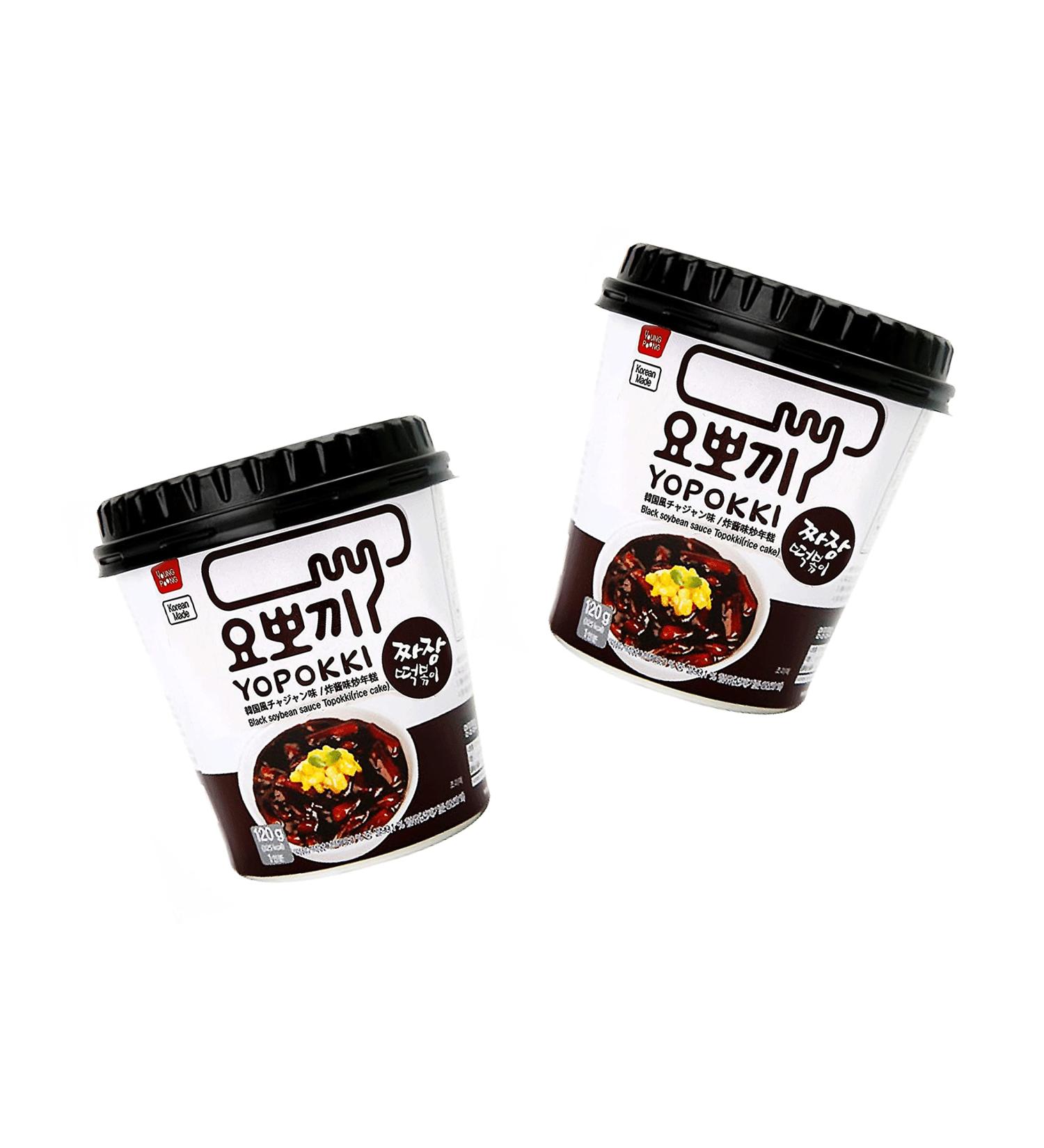 Yopokki Double Pack Black Beans Jjajang - Spicy Korean Rice Cake Cups - 2x120g - Authentic OG Asia - Buy Online on SooperMarket.com