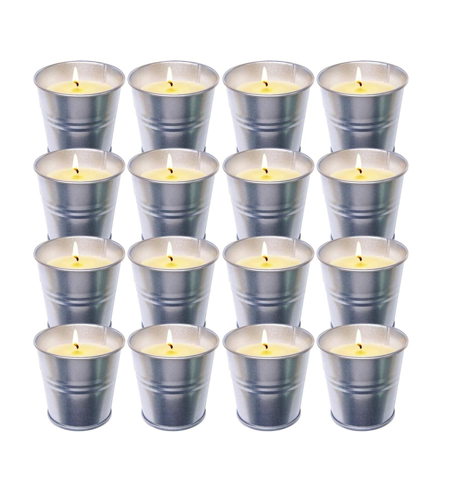 Topsics 16-Piece Citronella Candle Set | Natural Soy Wax Outdoor Candles for Garden Camping & Terrace | 160-192 Hours Burn Time - Buy Online on SooperMarket.com
