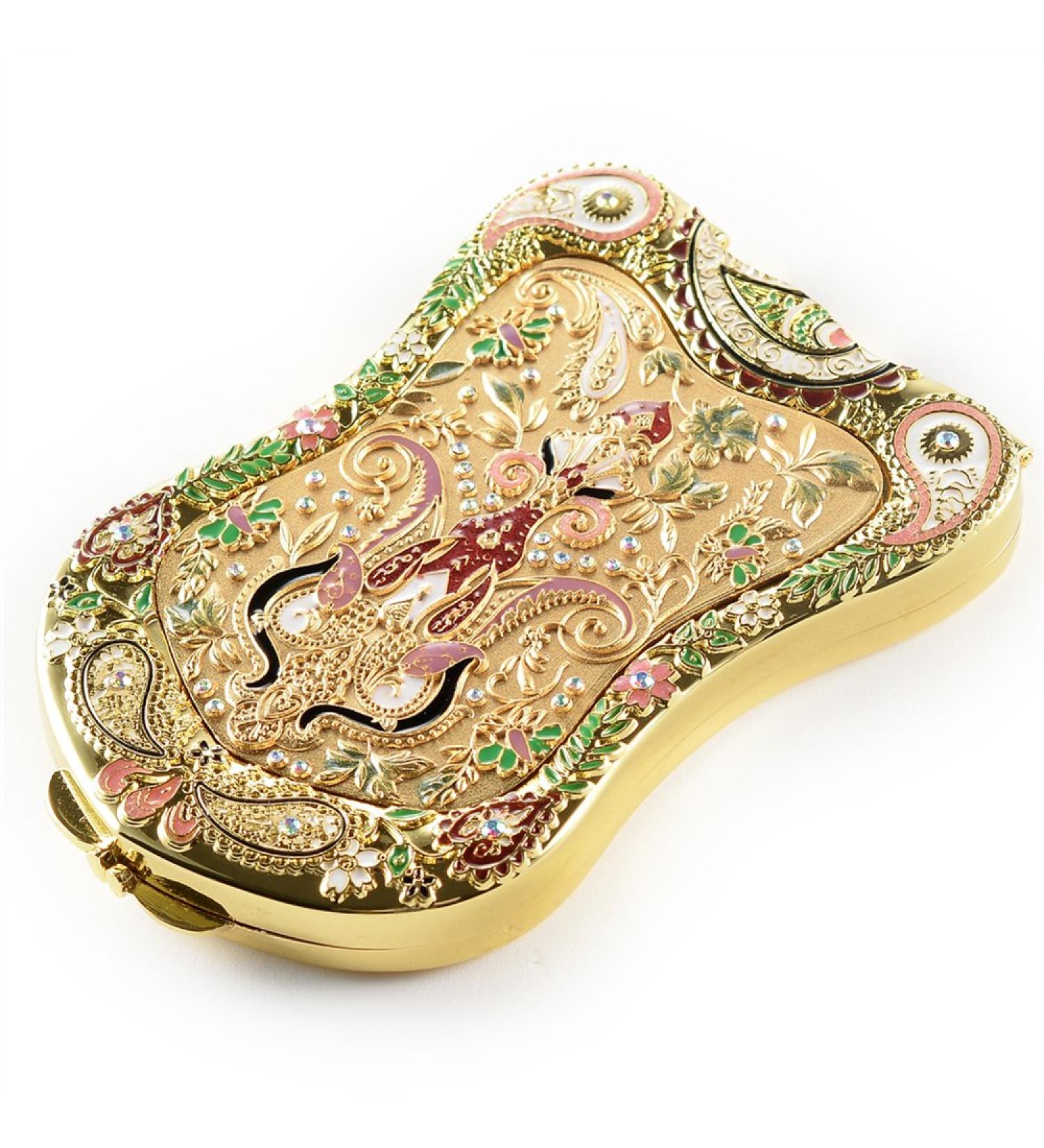 Jinvun Antique-Like Compact Mirror: Durable Travel Makeup Mirror - Shield Shape, Magnification, & Clear Reflection - Vintage Design - Unique Jewellery Gift - Gold02 - Buy Online on SooperMarket.com