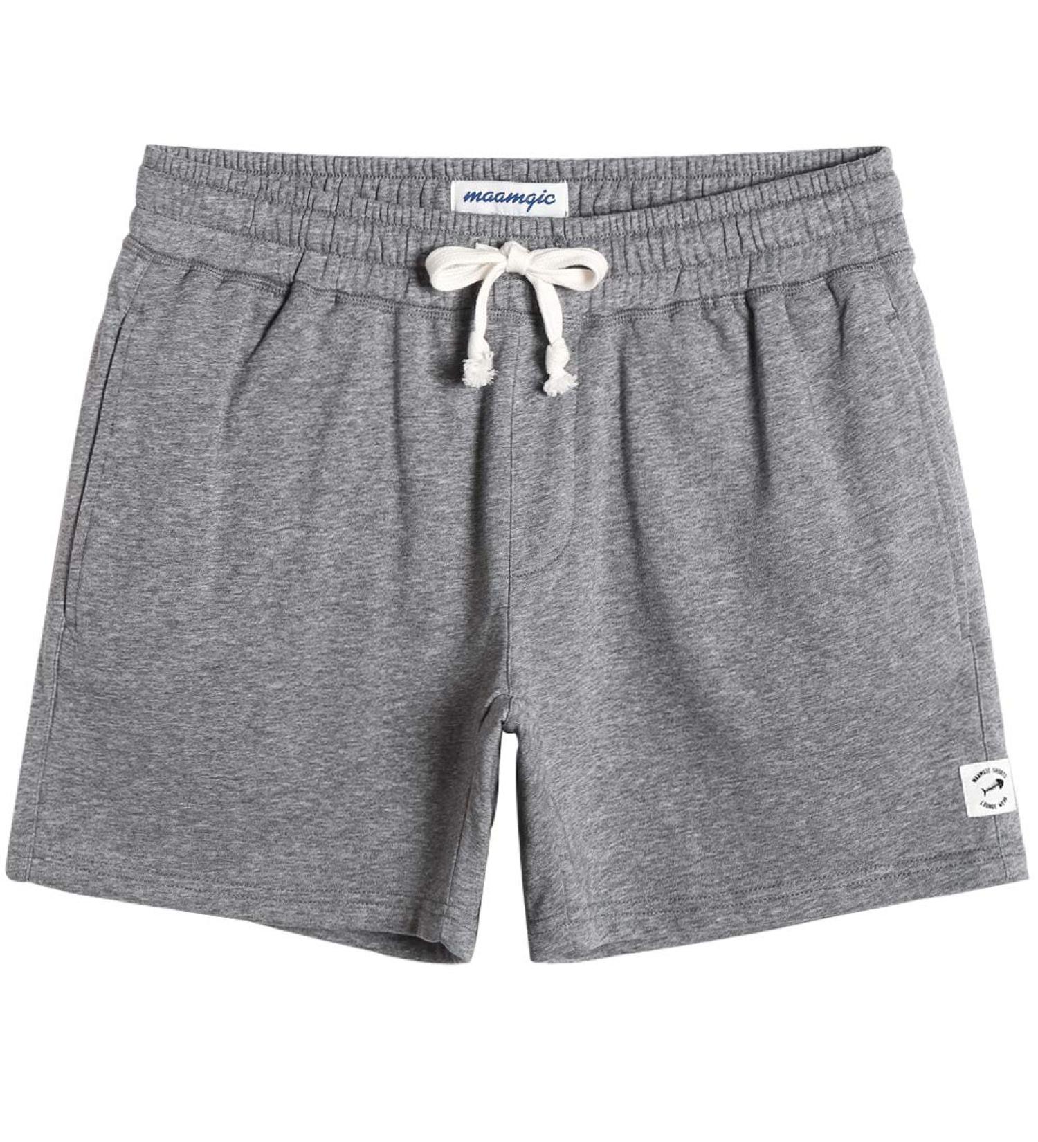 Maamgic Men's Athletic Gym Shorts 5.5 Elastic Waist Casual Pajama Pocket Jogger Men Workout Short Pants - Large Light Grey - Buy Online on SooperMarket.com