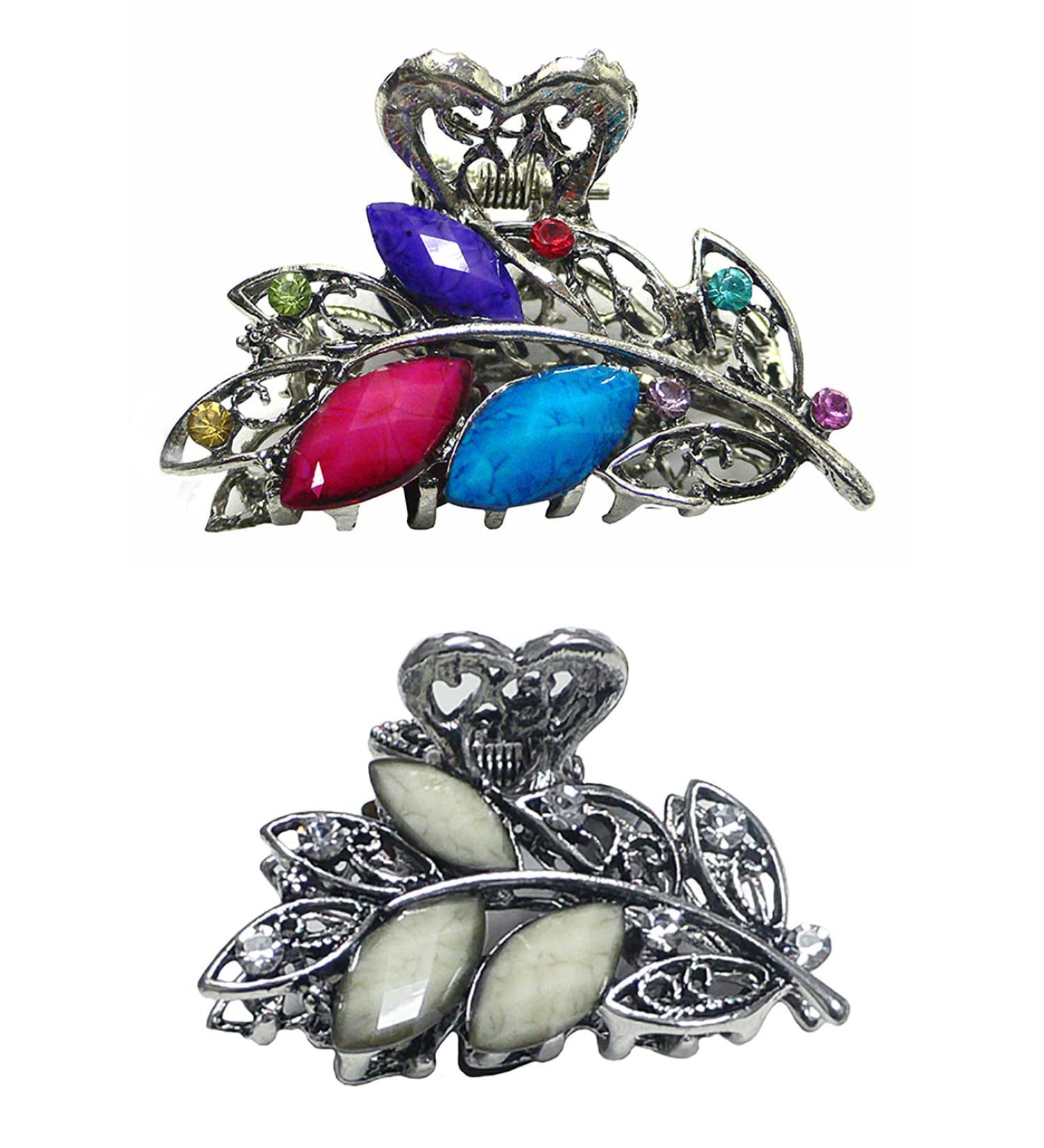 JCGY Set of 2 Small Metal Jaw Clips - Multi Color Off White Hair Claw Clips - Buy Online on SooperMarket.com