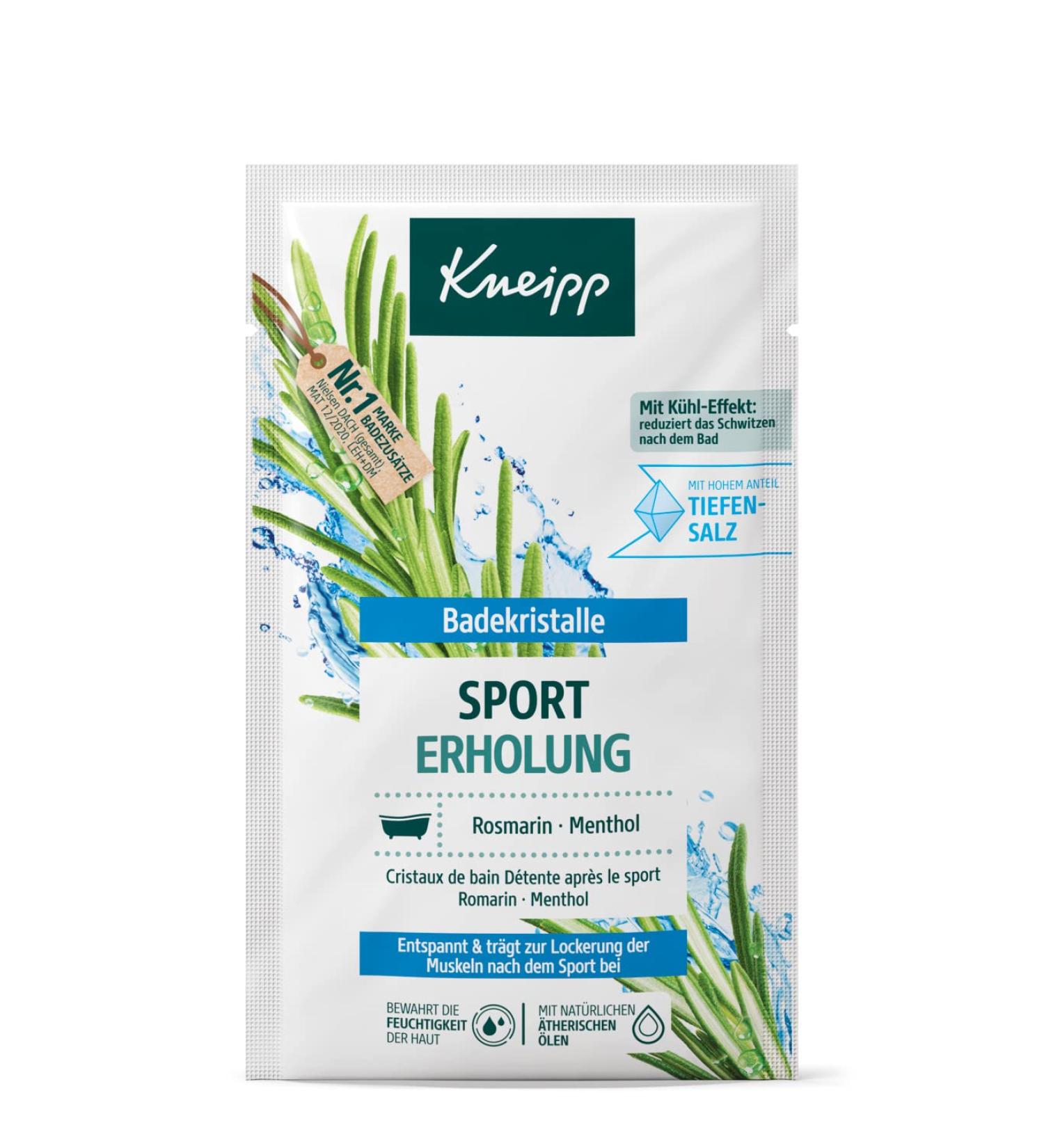 Kneipp Bath Crystals Sport Relaxation - Swimming Salt with Rosemary Oil & Menthol - Eucalyptus & Camphor - Cooling Effect - 60g - Buy Online on SooperMarket.com