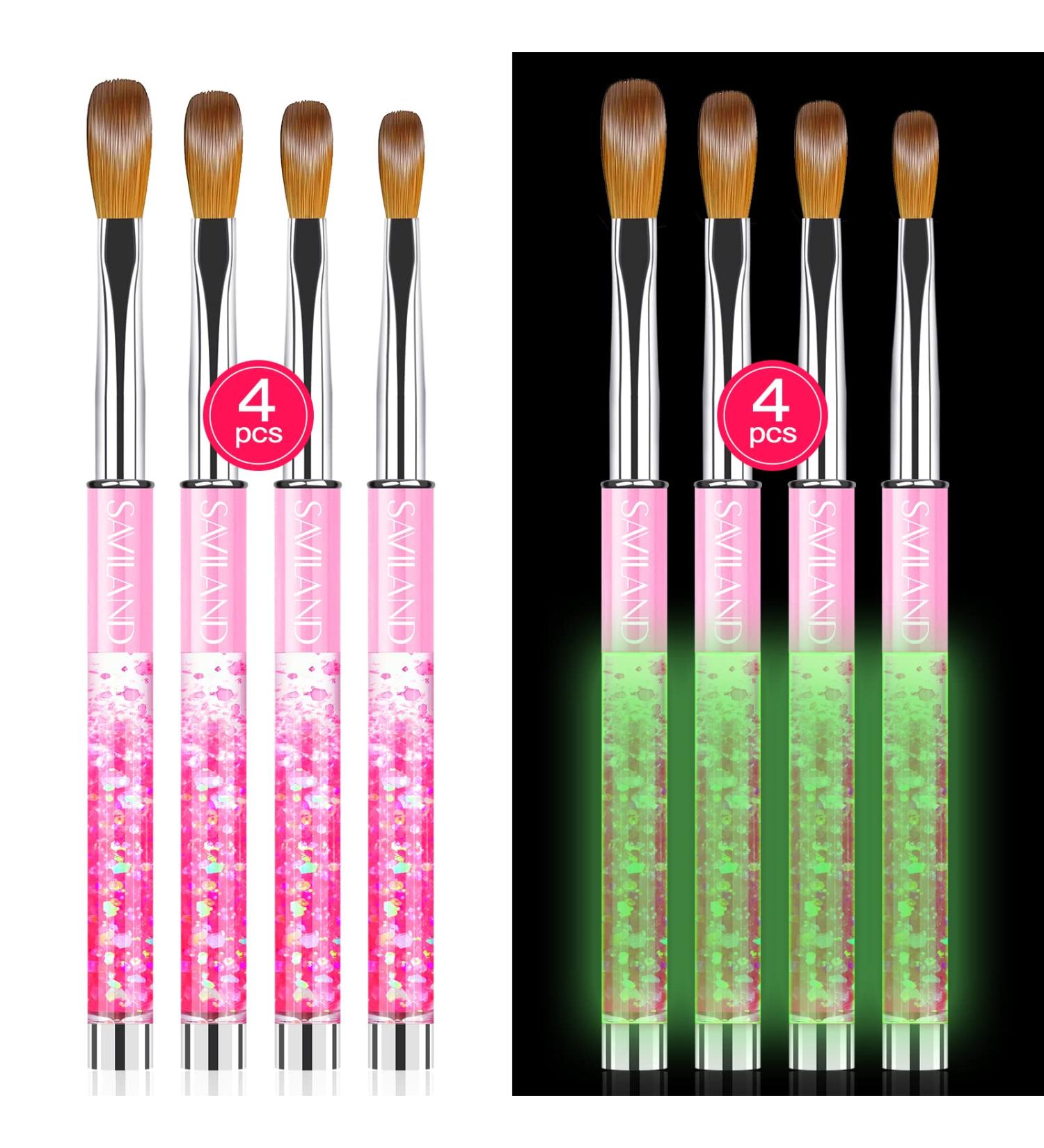 Saviland Kolinsky Acrylic Nail Brush Set - 4PCS Professional Size Brushes for Acrylic Nails Extension & Carving - Buy Online on SooperMarket.com