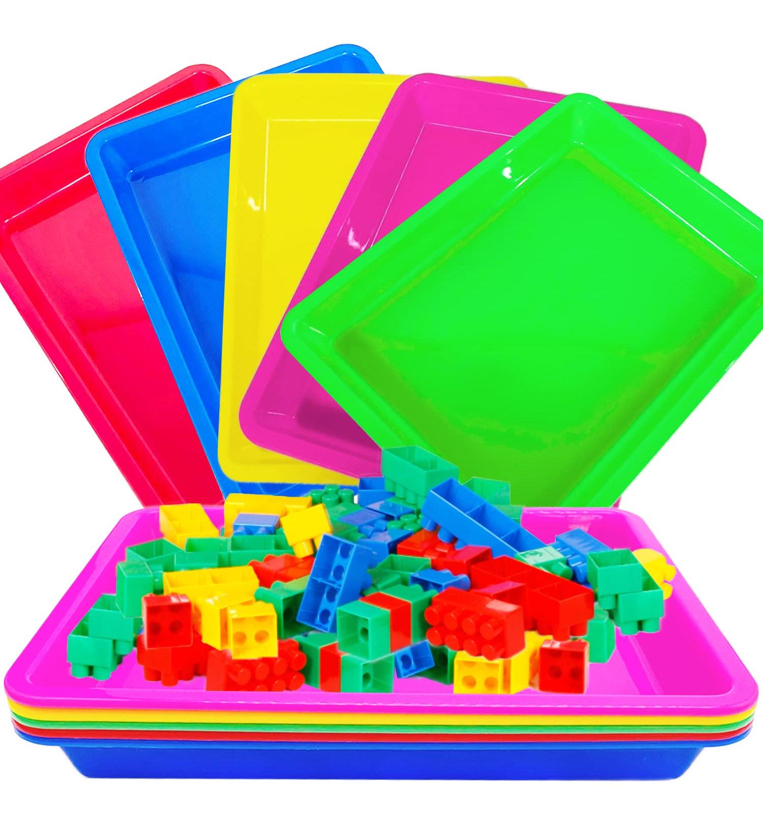 10 Pack Multicolor Plastic Art Trays - 14 x 10 Inch - for Arts and Crafts DIY Projects - Buy Online on SooperMarket.com