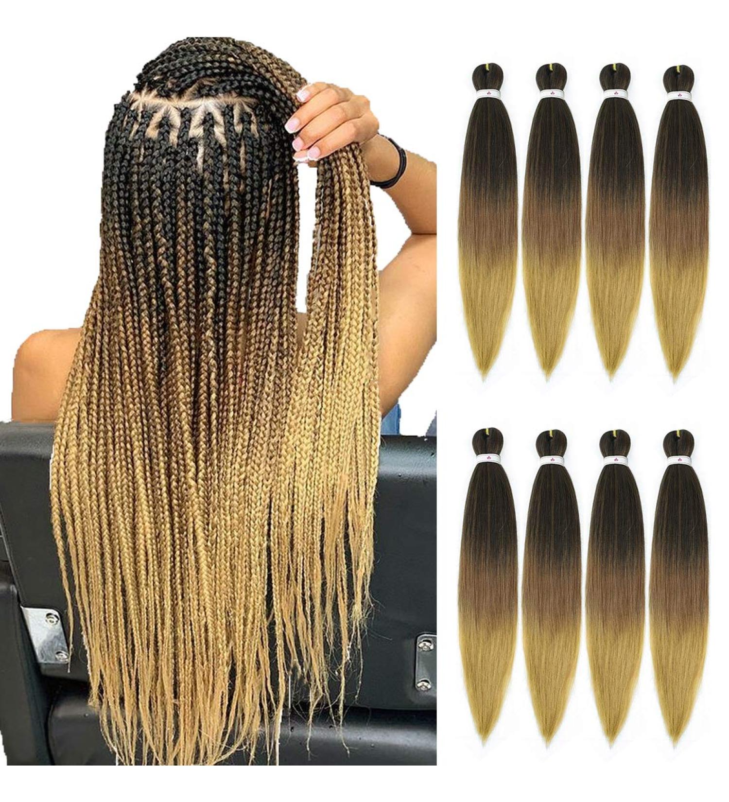 26 Pre-Stretched Braiding Hair 8 Packs | Hot Water Set | Yaki Texture | Itch-Free Synthetic Fiber | Crochet Twist Extensions - 1B/30/27 - Buy Online on SooperMarket.com
