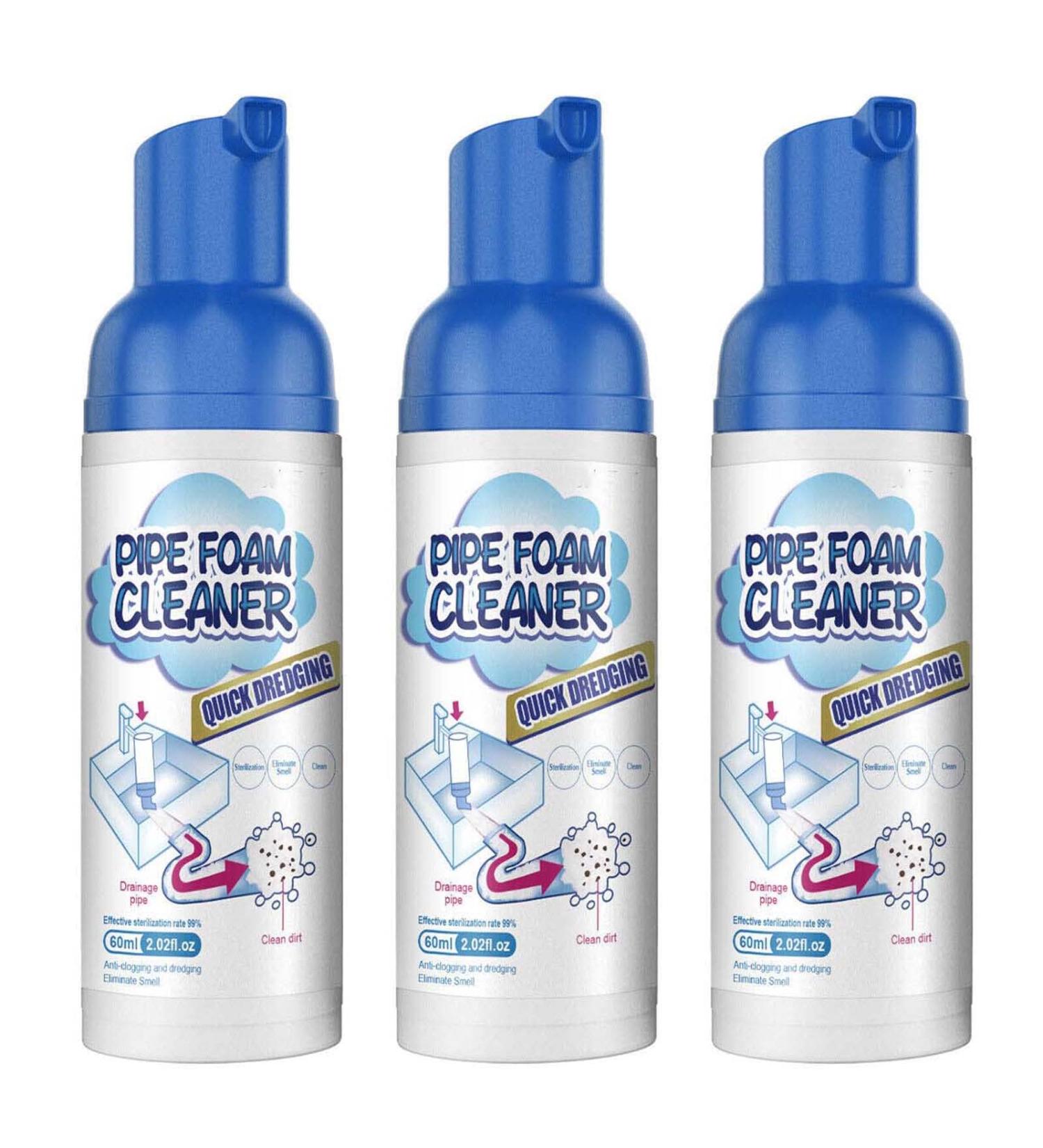Herios Drain Foam Cleaner Liquid Hair Drain Clog Remover & Cleaner Pipe Dredge Deodorant Foam Cleaner for Shower Sink Drains (2) - Buy Online on SooperMarket.com