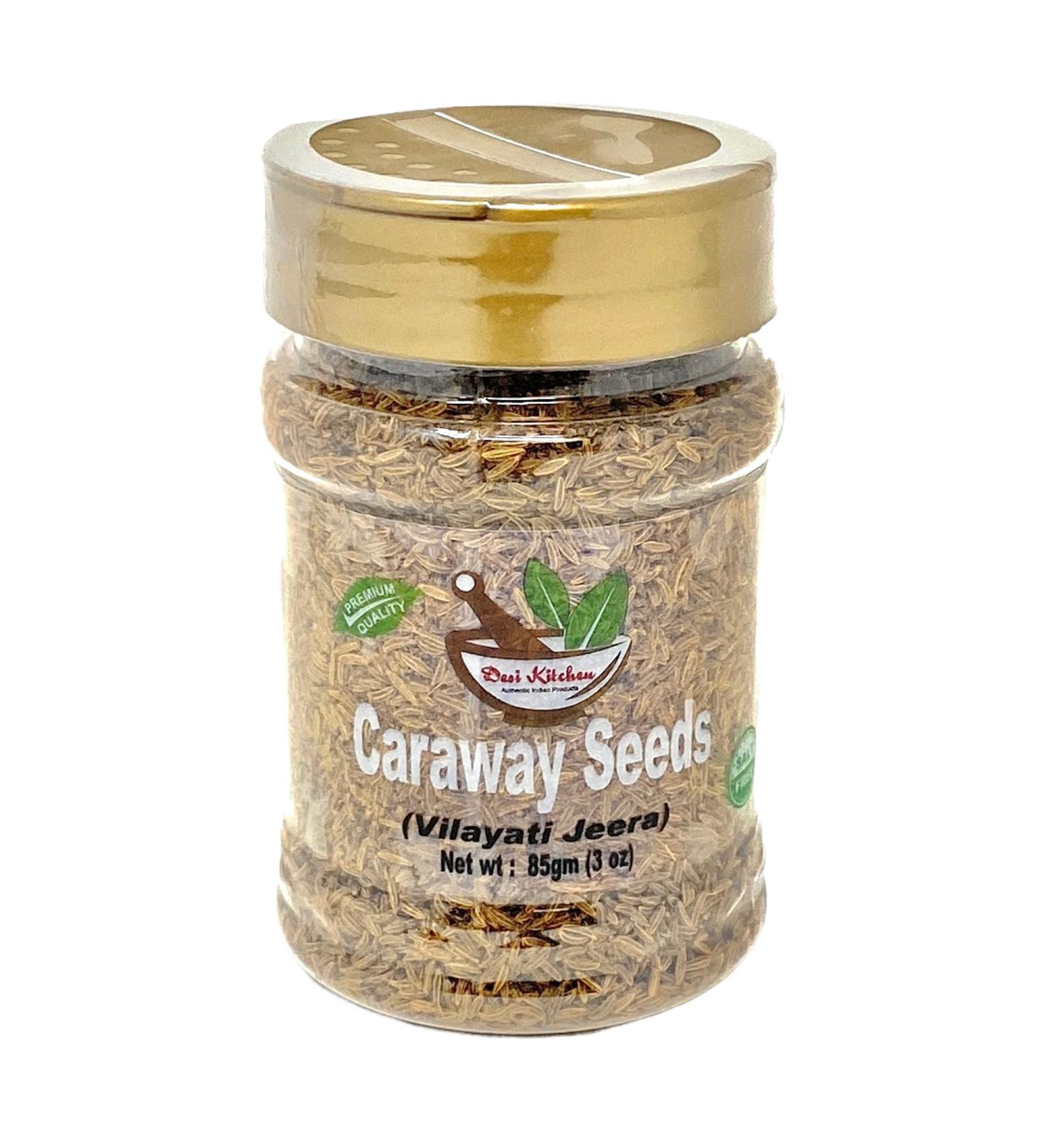 Organic Caraway Seeds (Vilayati Jeera) 3oz - Desi Kitchen Spices | Salt-Free, Vegan, NON GMO | Freshness Guaranteed - Buy Online on SooperMarket.com