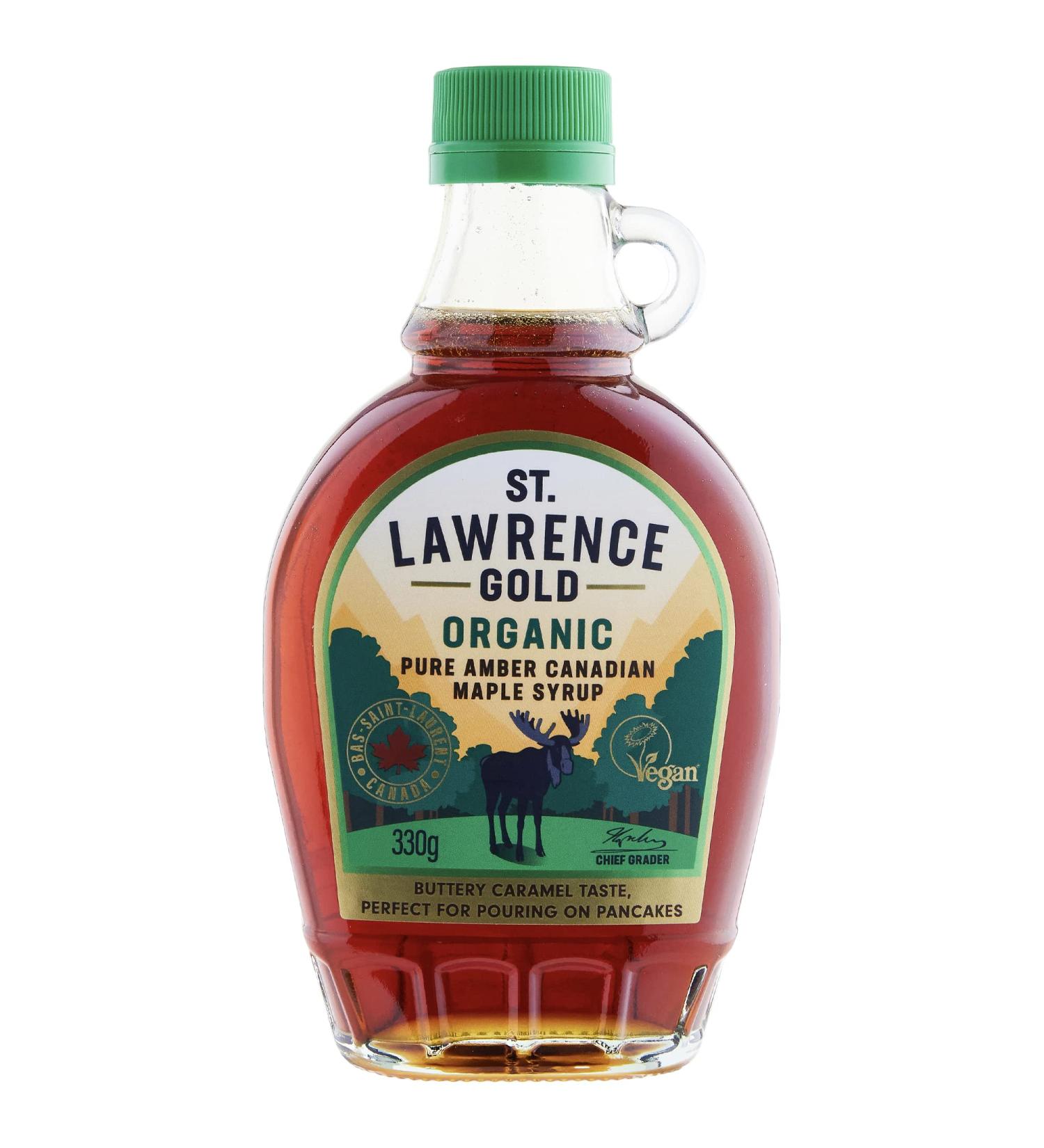 St Lawrence Gold Organic Maple Syrup 250ml - Grade A Pure Canadian Amber Maple Syrup - Buttery Caramel Taste - Gluten Free Vegan - 1 Pack - Buy Online on SooperMarket.com