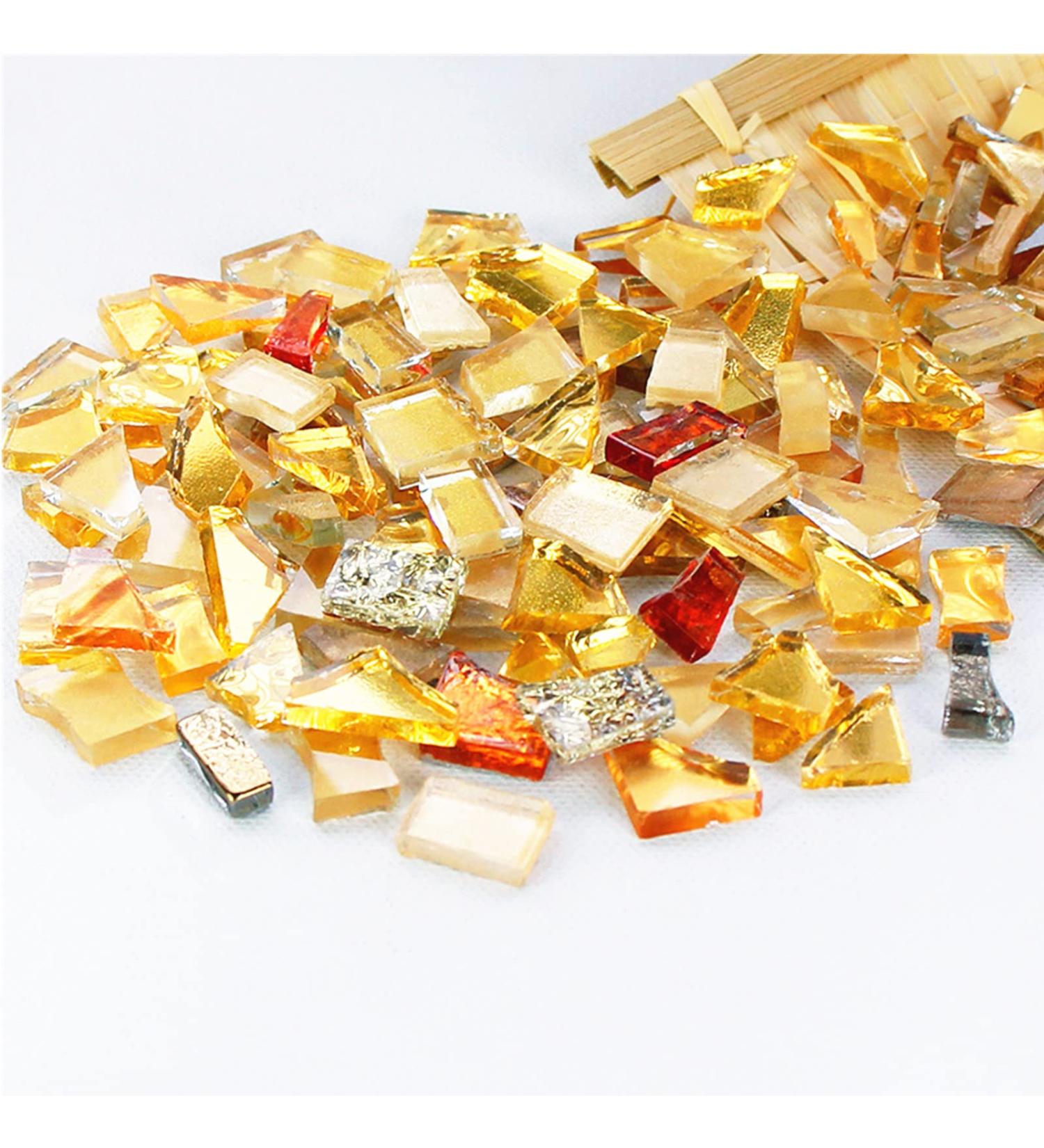 1.1lb Irregular Crystal Mosaic Tiles - DIY Crafts for Picture Frames, Jewelry, and Coasters - Gold Series - Buy Online on SooperMarket.com