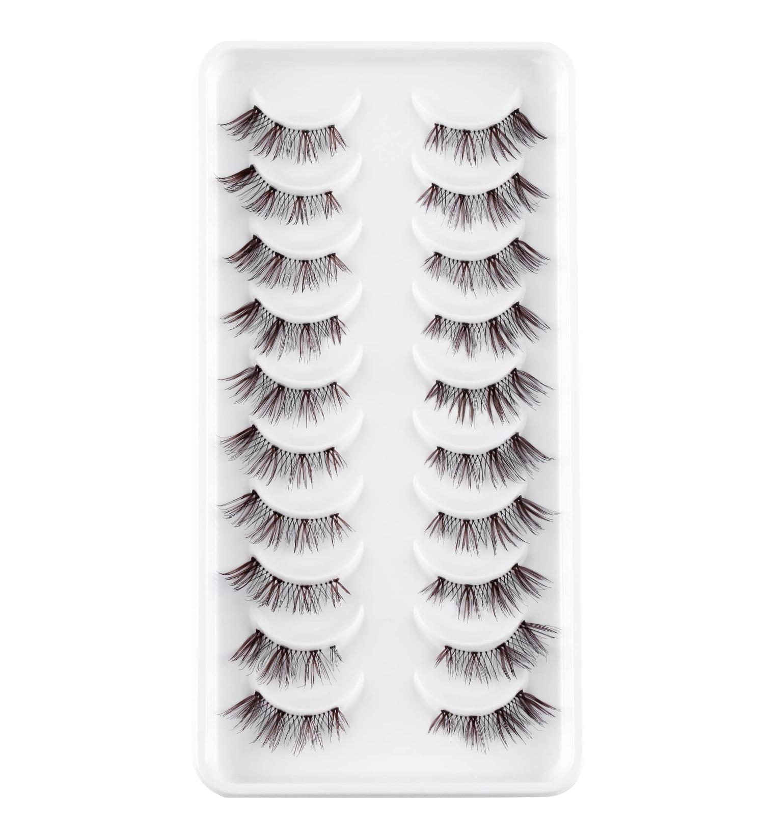 3D False Eyelashes - Handmade Natural Look Fluffy Strip Lashes | 10 Pair Multipack - Buy Online on SooperMarket.com