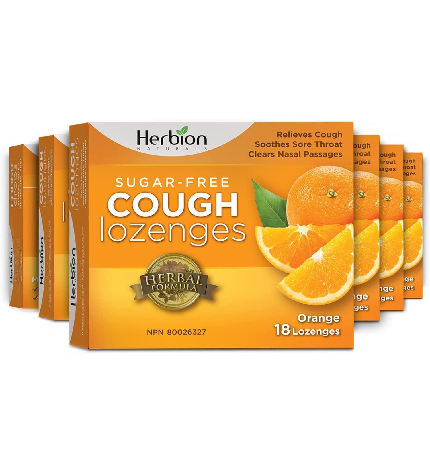 Herbion Naturals Sugar-Free Cough Lozenges with Natural Orange Flavour Relieves Cough Clears Nasal Congestion Soothes Sore Throat For Adults and Children 12 years and above (Pack of 6) 108 Count - Buy Online on SooperMarket.com