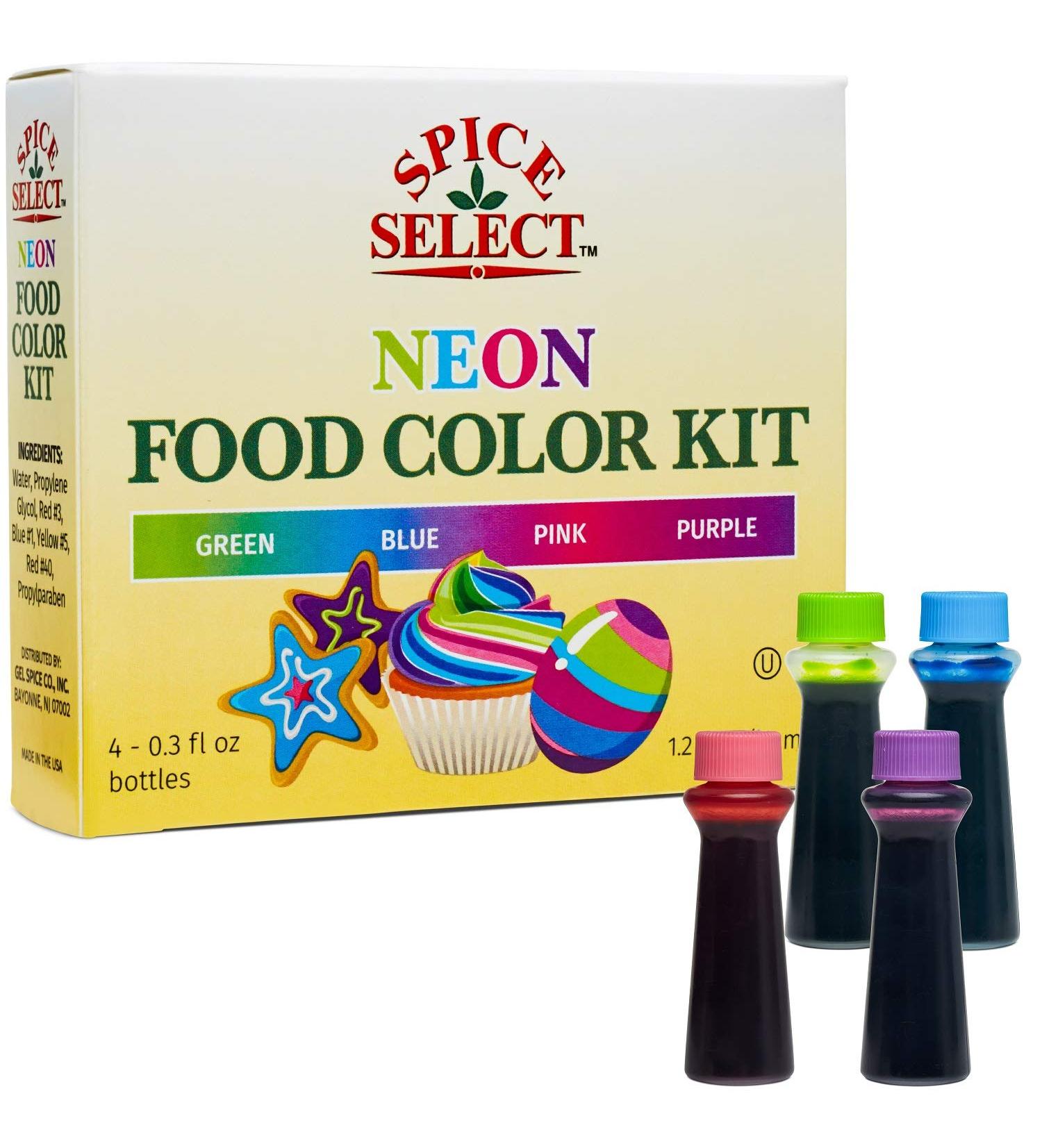 Spice Select Neon Food Colors Set - Blue, Green, Pink, Purple 1.2 Oz - Buy Online on SooperMarket.com