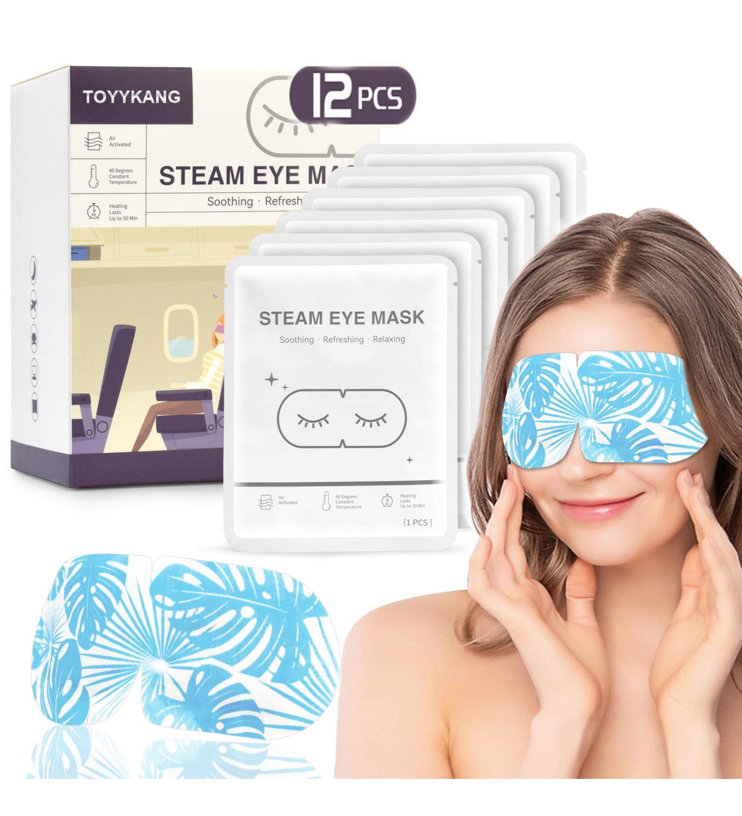 12 PCS Self-Heating Steam Eye Mask for Dry Eyes Relief - Warm and Disposable Sleep Eye Mask with Moist Heating Compress for Puffy, Fatigue, and Tired Eyes - Buy Online on SooperMarket.com