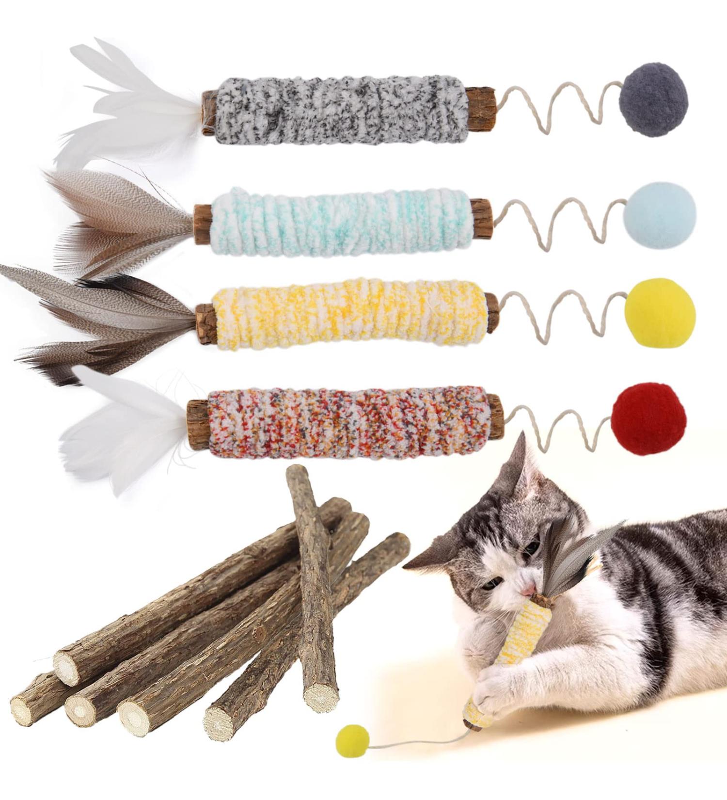 Silvervine Chew Sticks for Kittens - Natural Matatabi Cat Teething Toys for Teeth Cleaning and Stress Relief (10 PCS) - Buy Online on SooperMarket.com