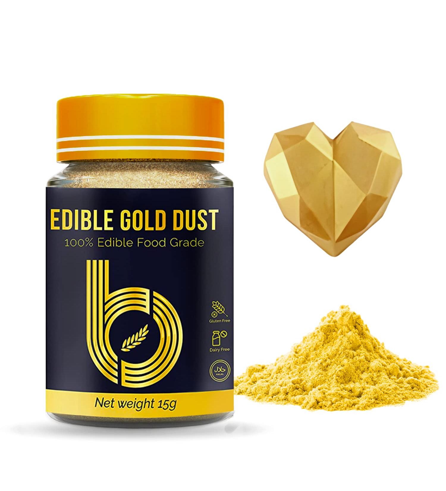 Edible Gold Dust for Cake Decorating - Luster Dust for Cakes - Tasteless Glitter Spray - 15g - Buy Online on SooperMarket.com