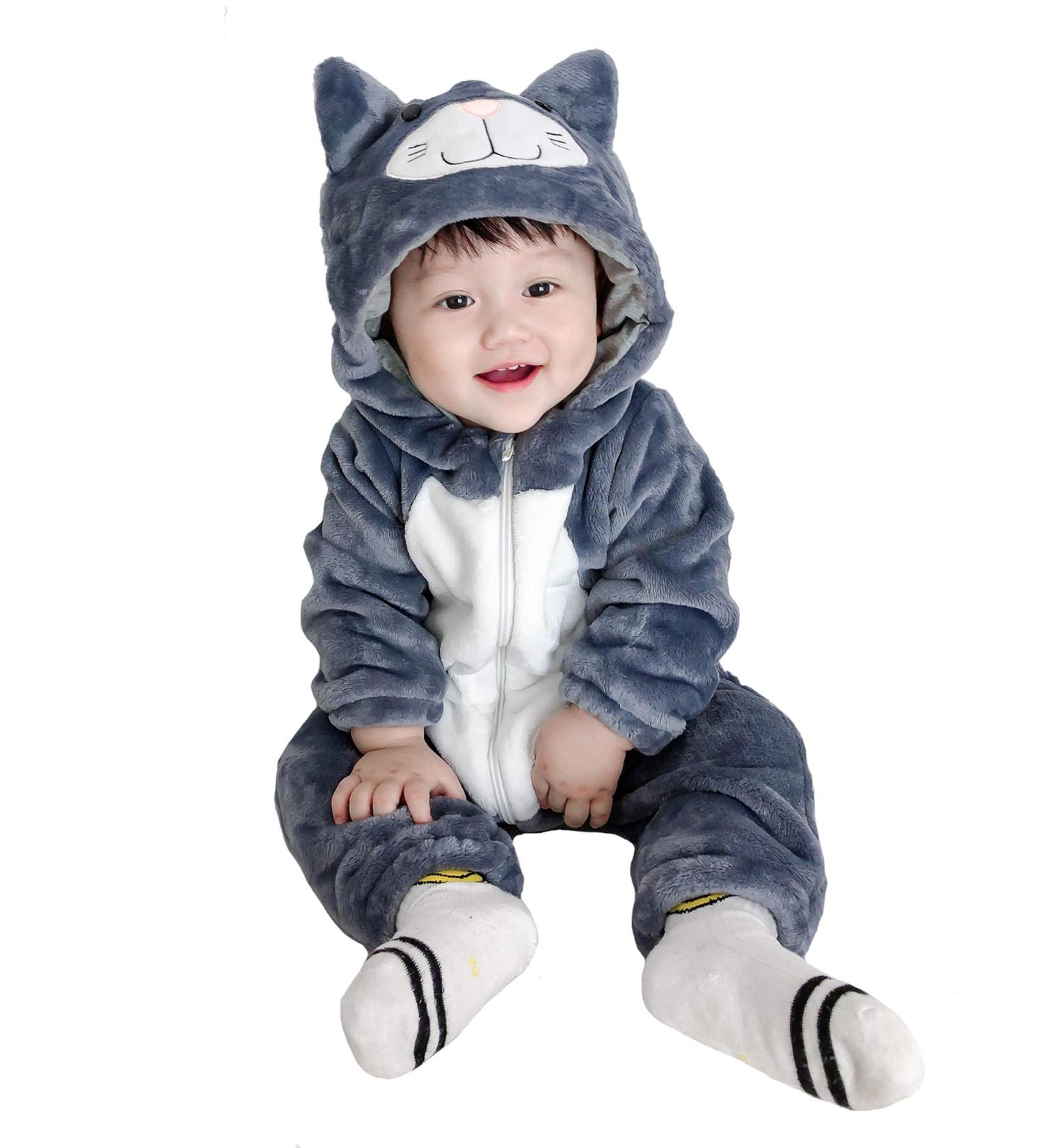 Doladola Unisex Baby Onesie: Animal Cartoon Cat Toddler Hooded Romper (3-6 Months, Black Cat) - Buy Online on SooperMarket.com